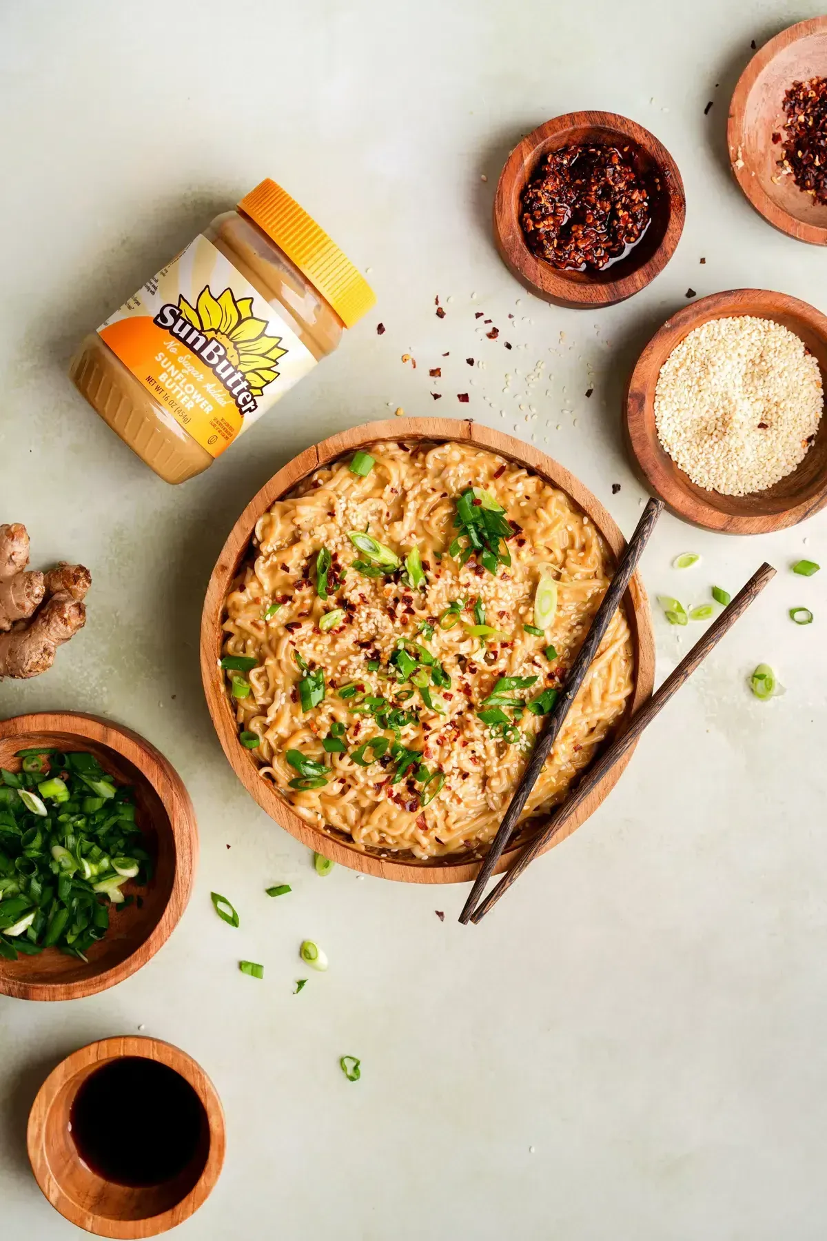 15 Minute Spicy Sesame Noodles (Nut-Free and Vegan) in a bowl