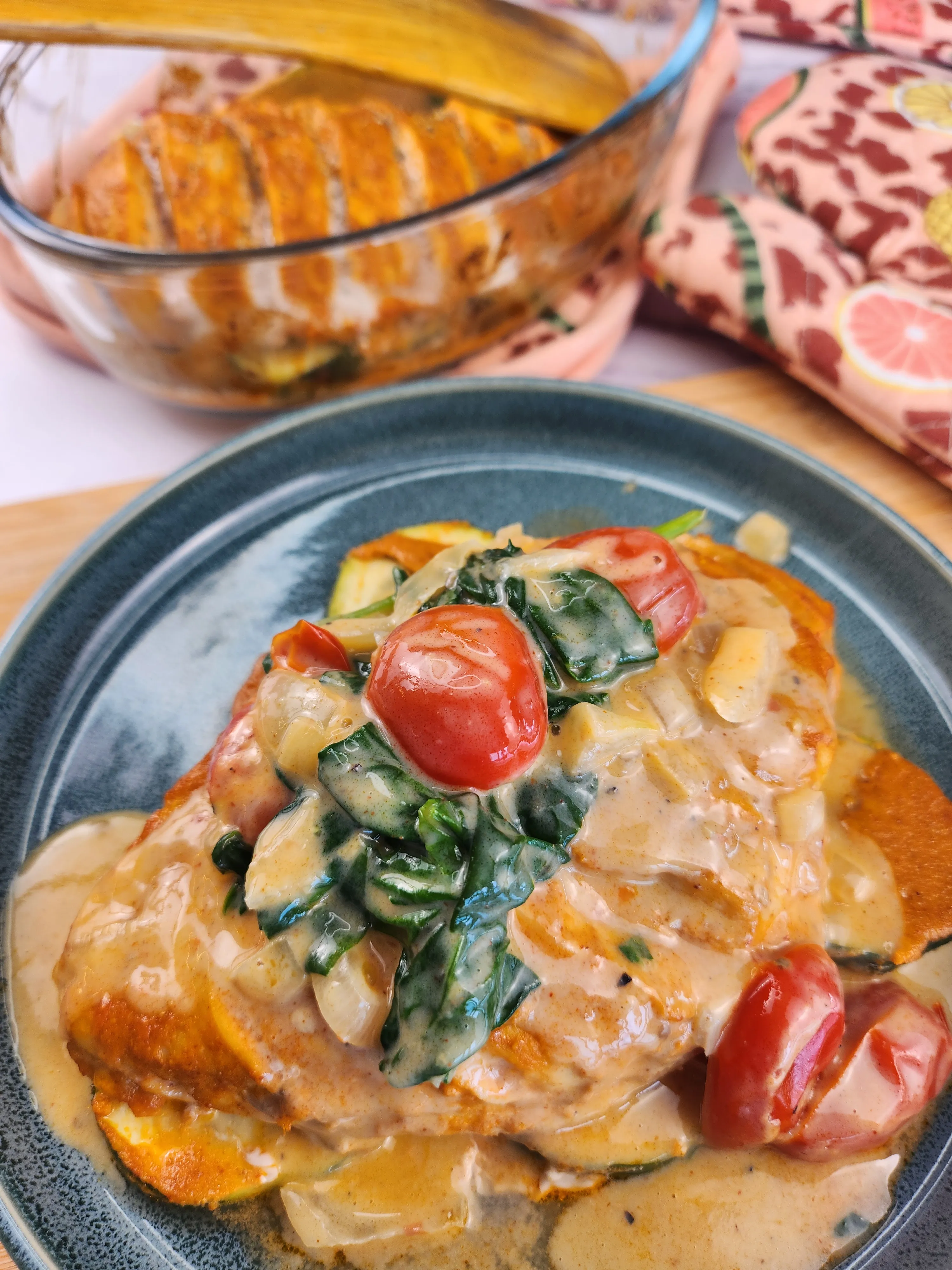 Thai Red Chicken with Creamy Tomato Spinach Sauce
