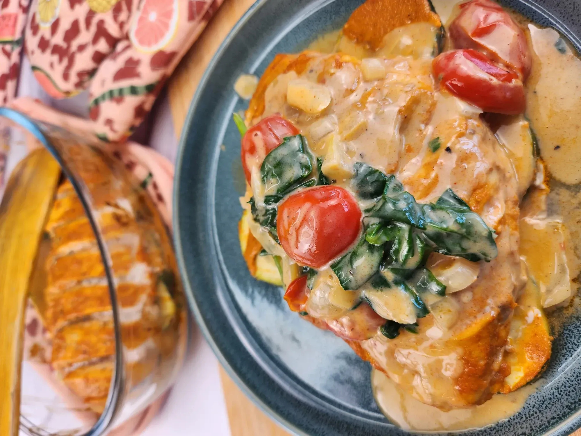 Thai Red Chicken with Creamy Tomato Spinach Sauce