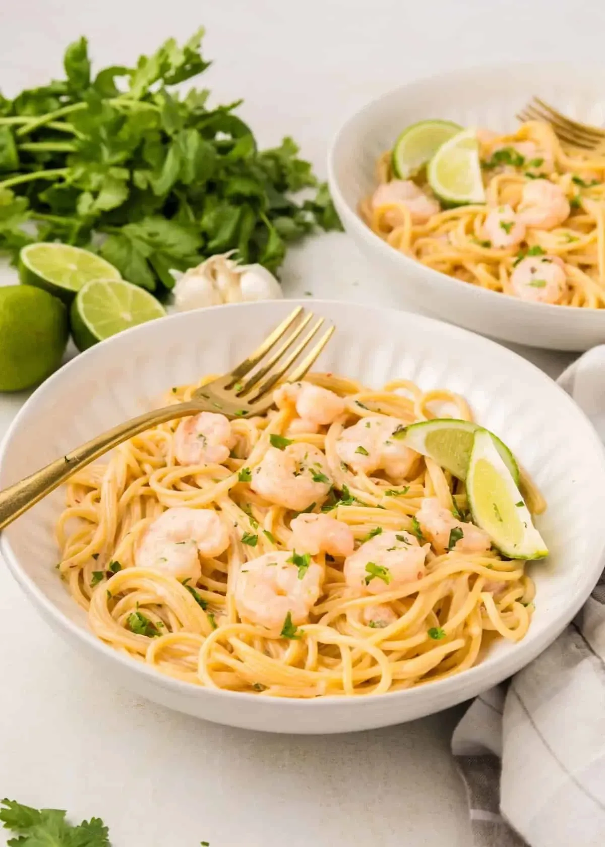 Bang Bang Shrimp Pasta in a bowl