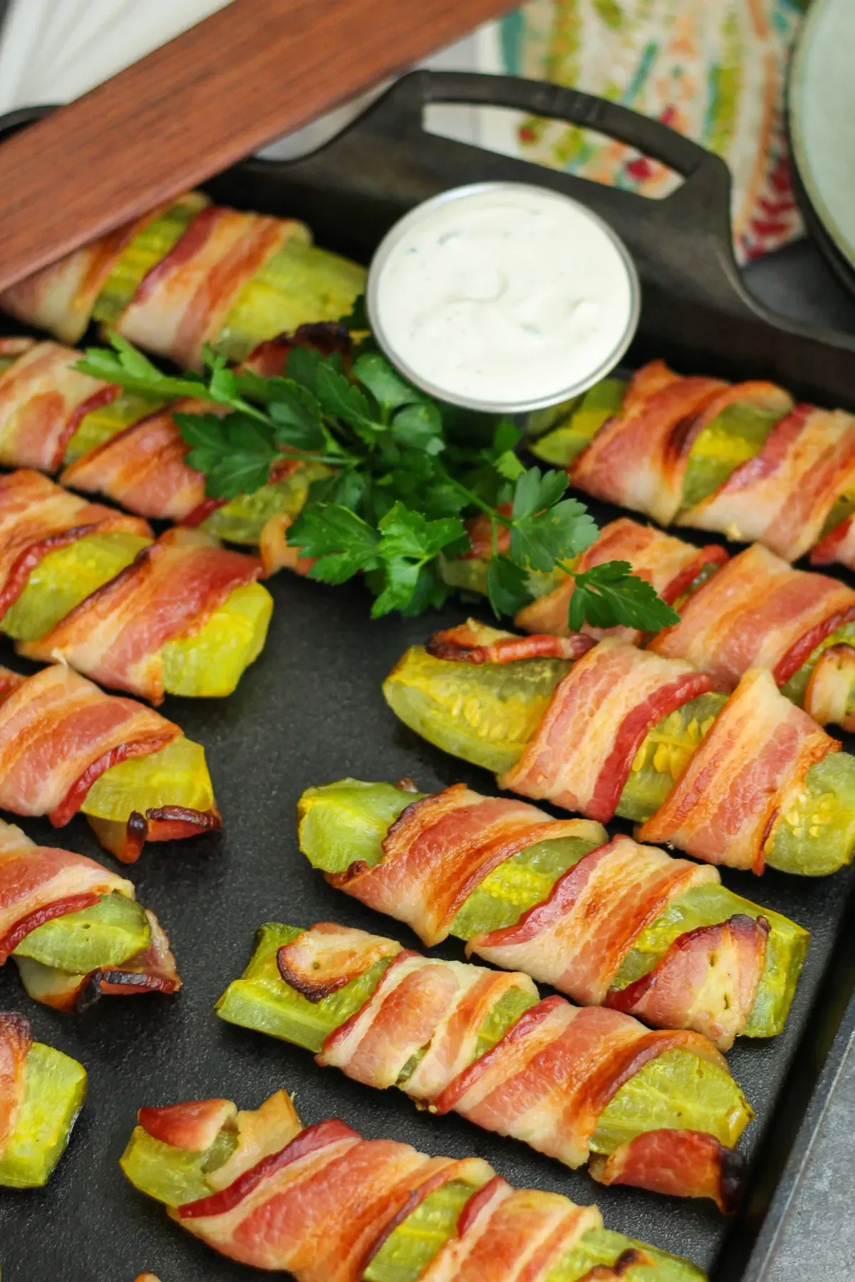Cast Iron Bacon Wrapped Pickles
