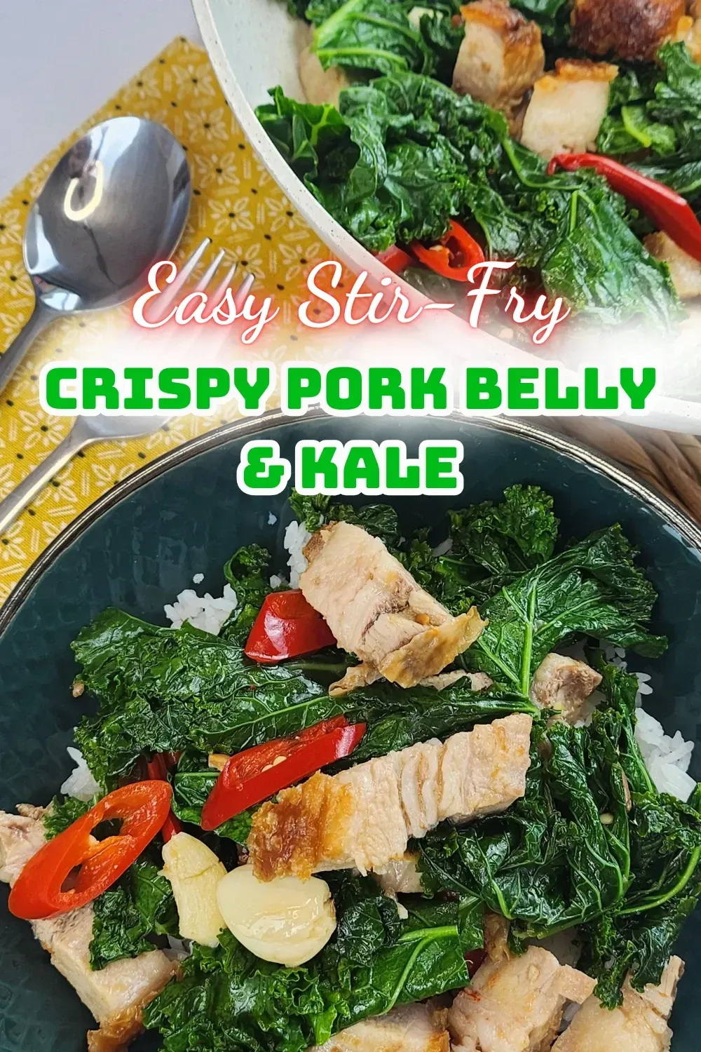 Crispy Pork Belly with Kale