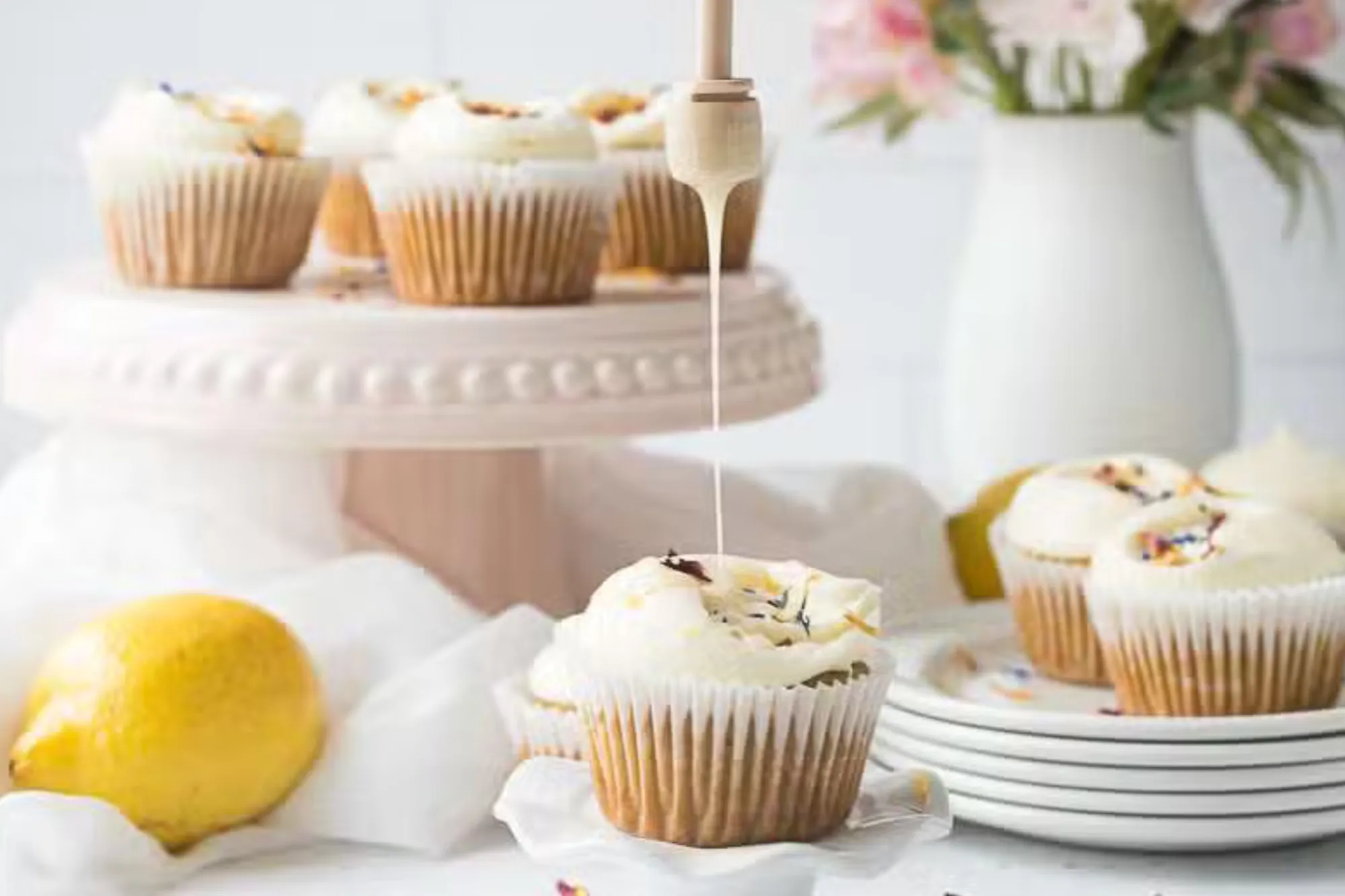 Honey Lemon Cupcakes with Cream Cheese Frosting