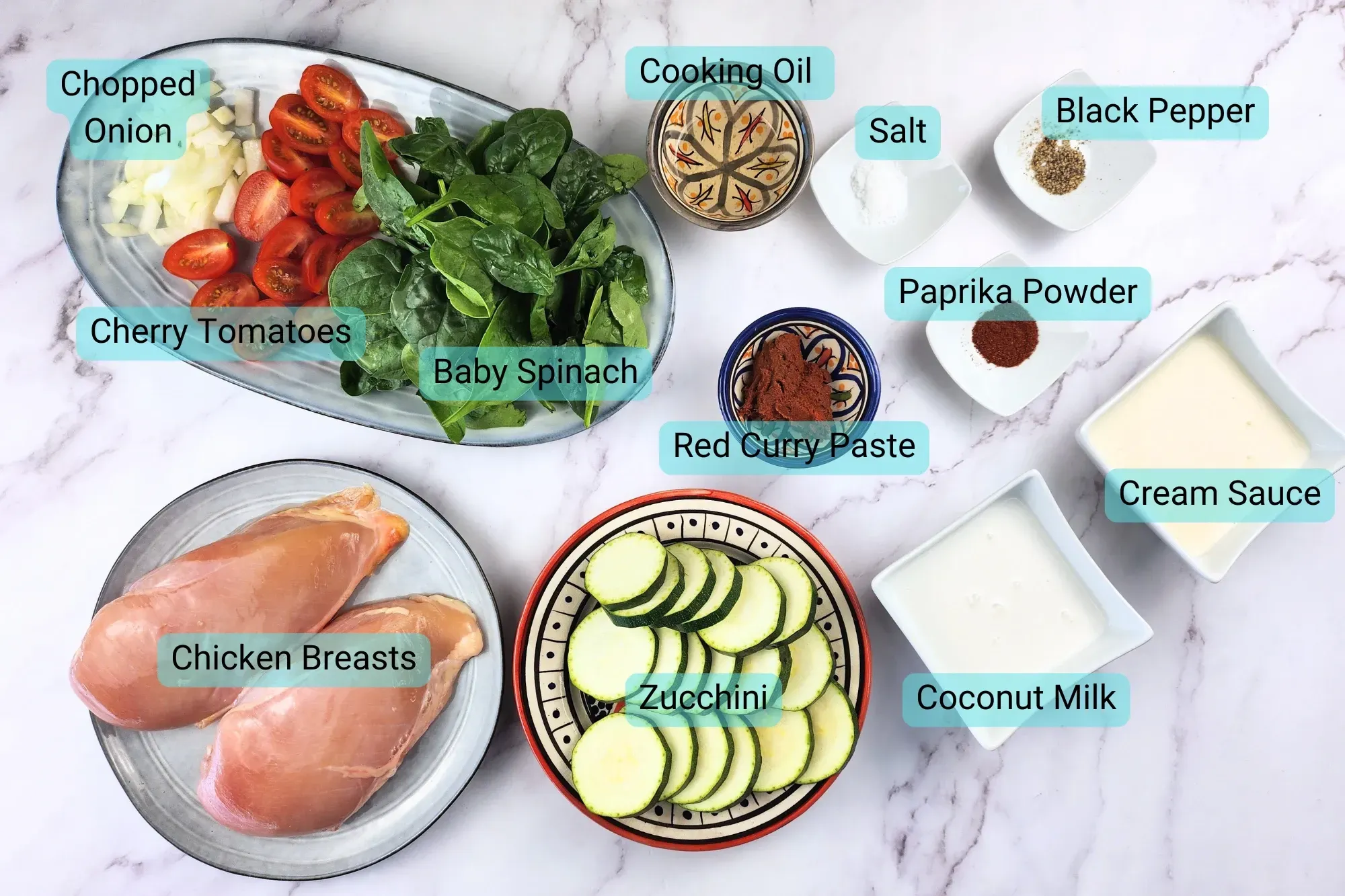 Ingredients for Baked Thai Red Curry Chicken