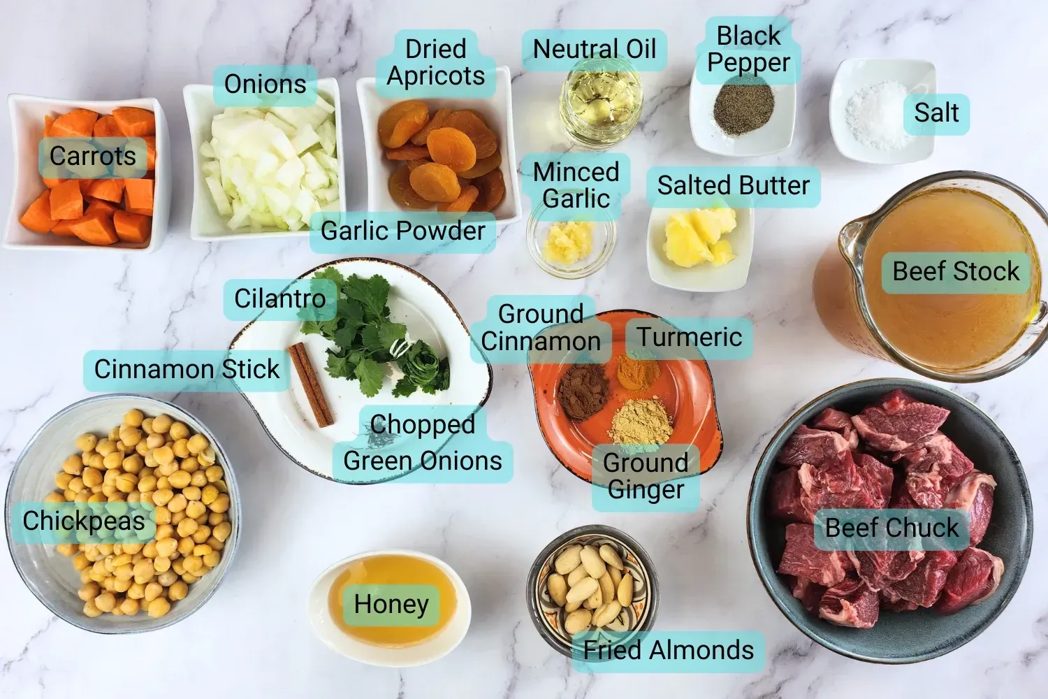 Ingredients for Beef Tagine