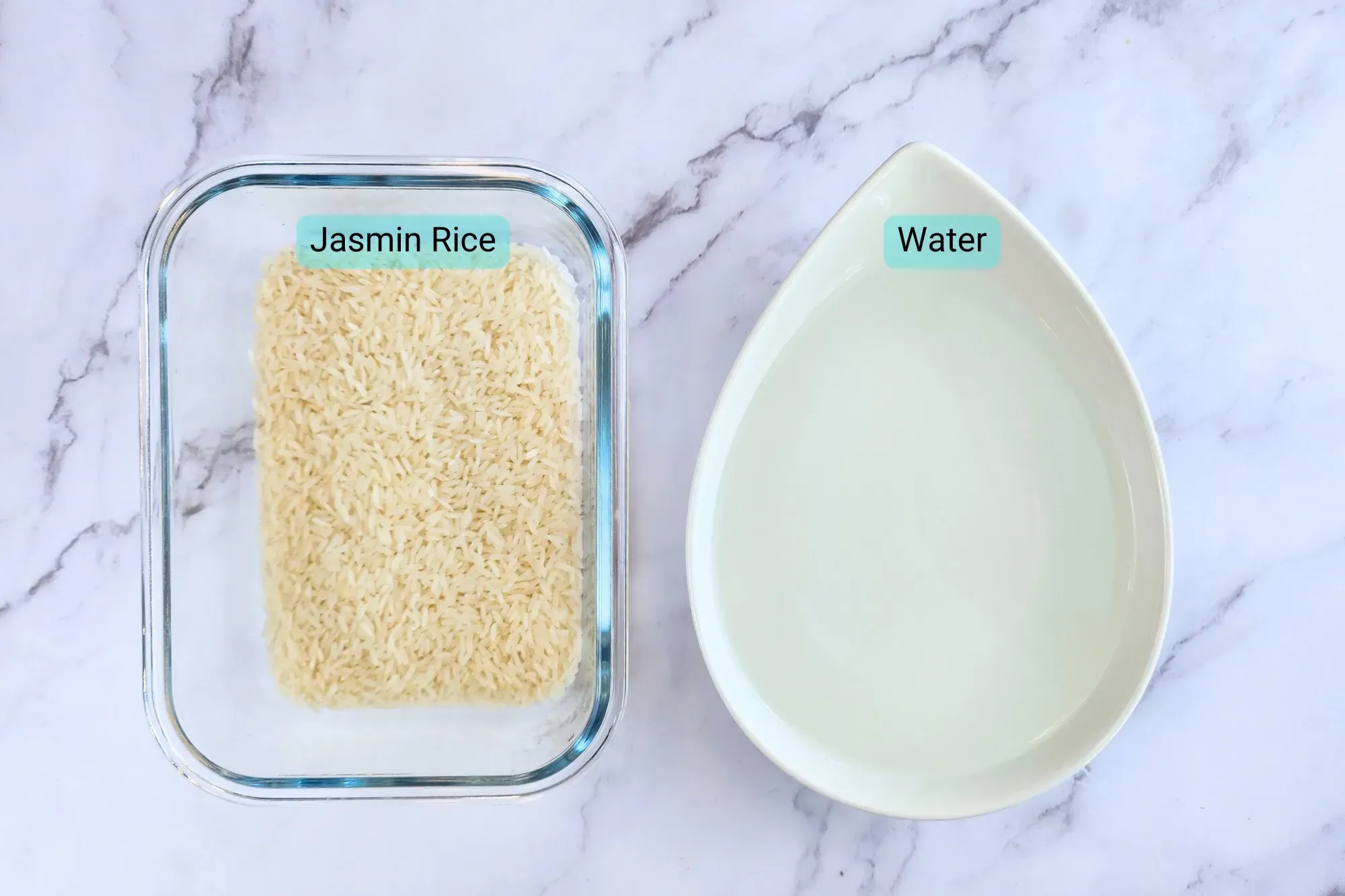 Ingredients for Cooking Rice with Microwave