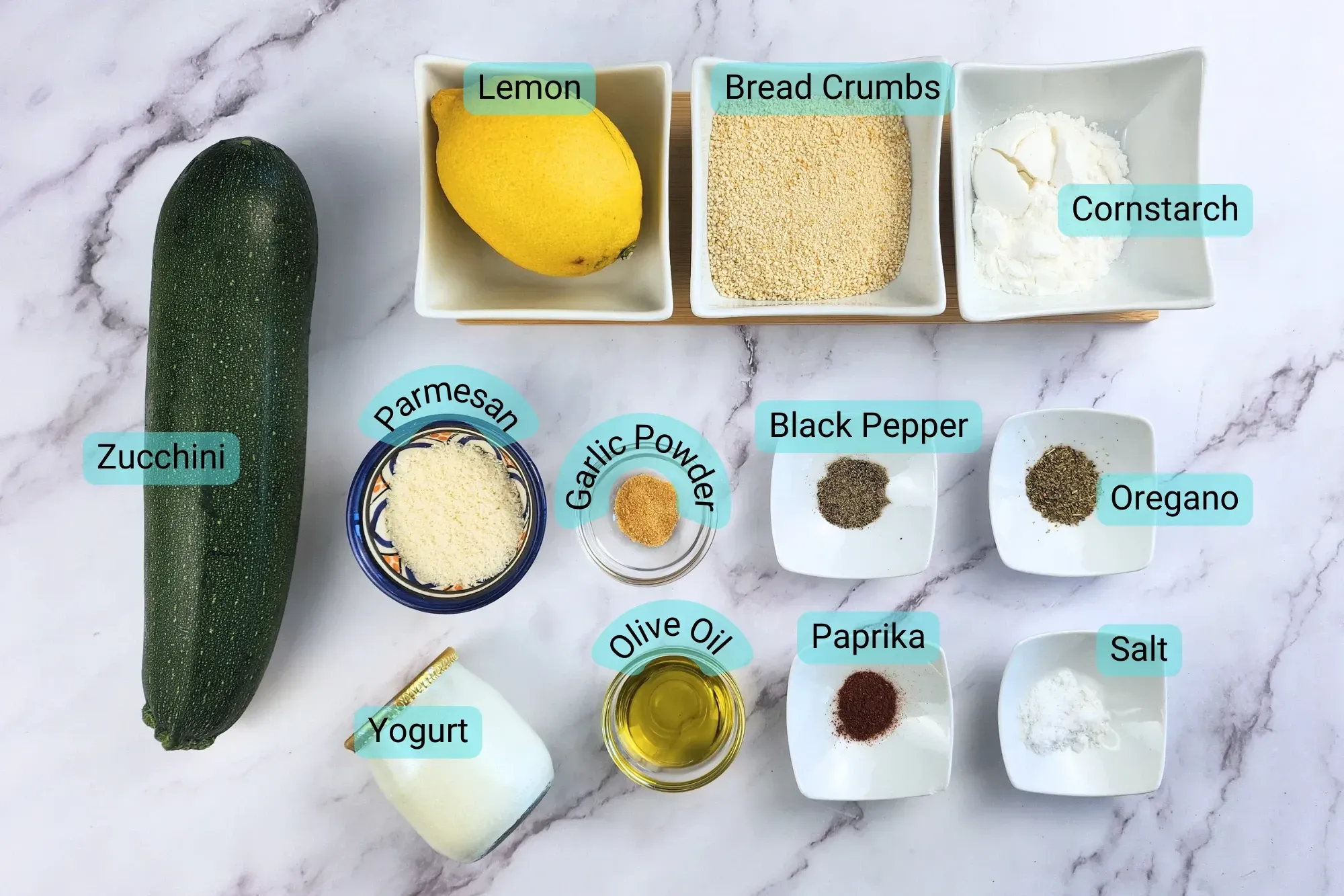 Ingredients for Crispy Parmesan Zucchini Rings with Creamy Dip