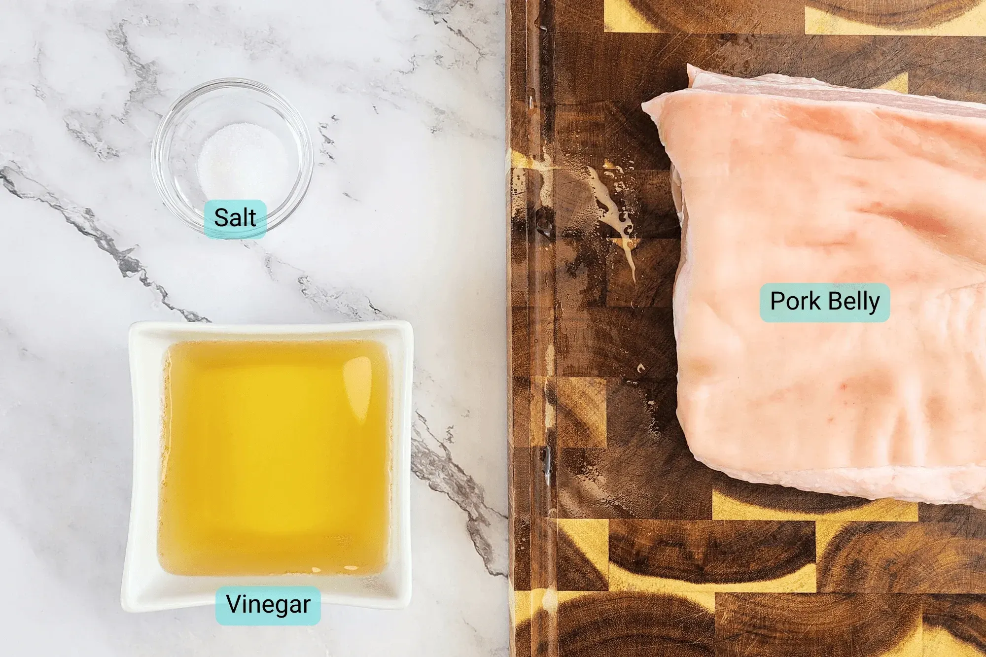 Ingredients for Crispy Pork Belly (Moo Krob) – Air Fryer Recipe
