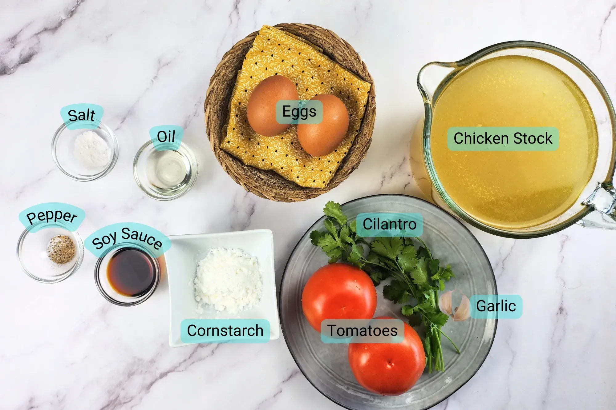 Ingredients for Easy Tomato Egg Drop Soup
