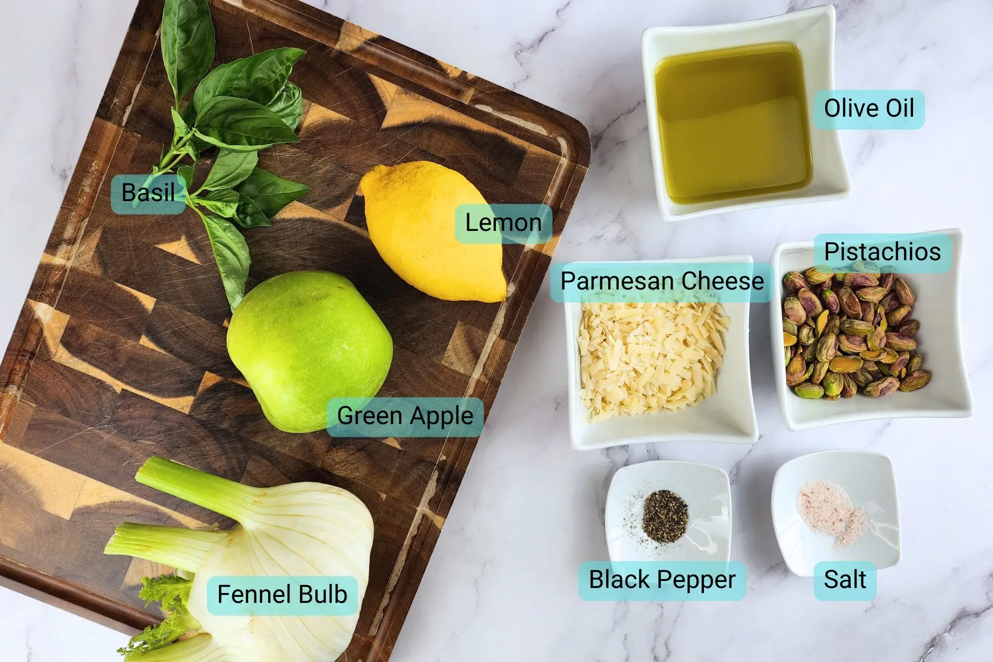 Ingredients for Fennel and Apple Salad with Pistachios 