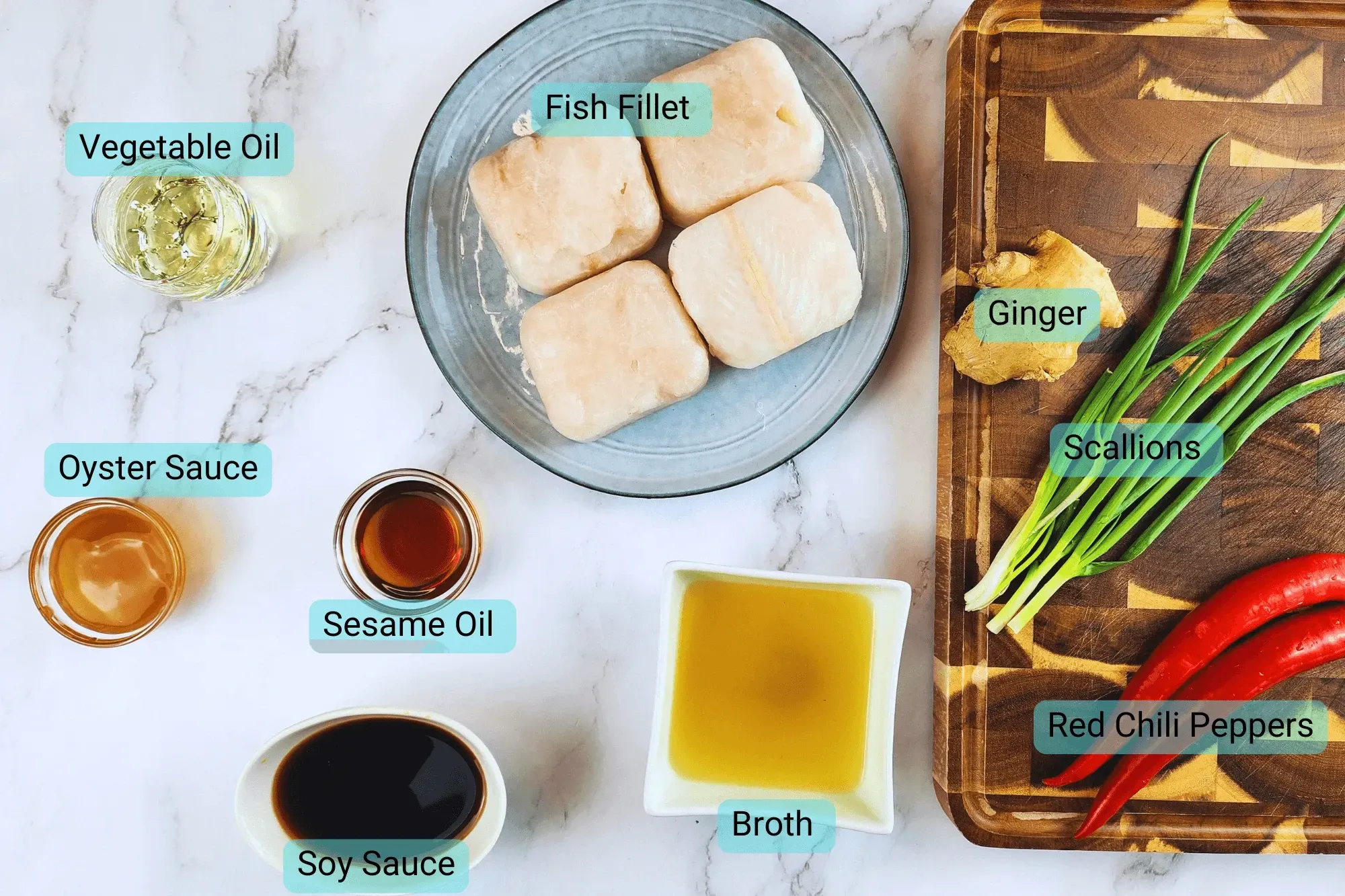 Ingredients for Ginger Steamed Fish