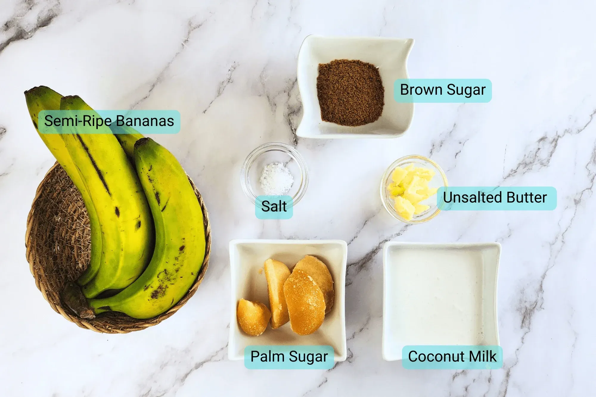 Ingredients for Grilled Bananas with Coconut Sauce