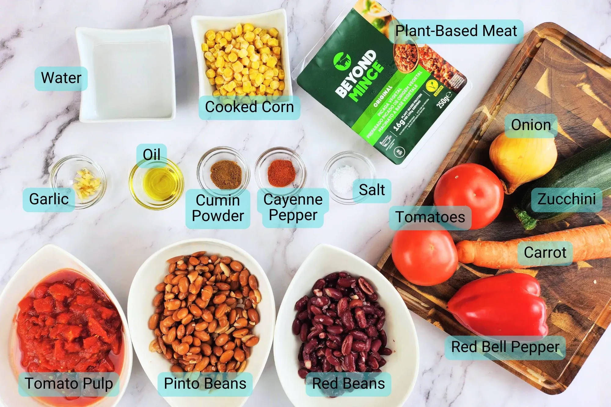 Ingredients for Homemade Vegetarian Chili