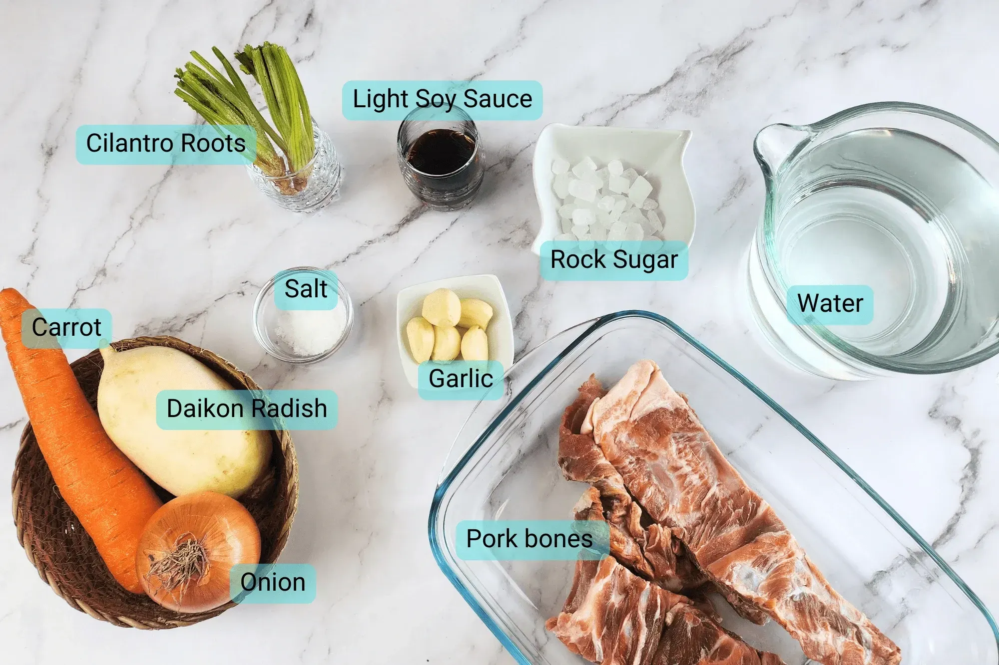 Ingredients for How to Make Easy Pork Bone Broth