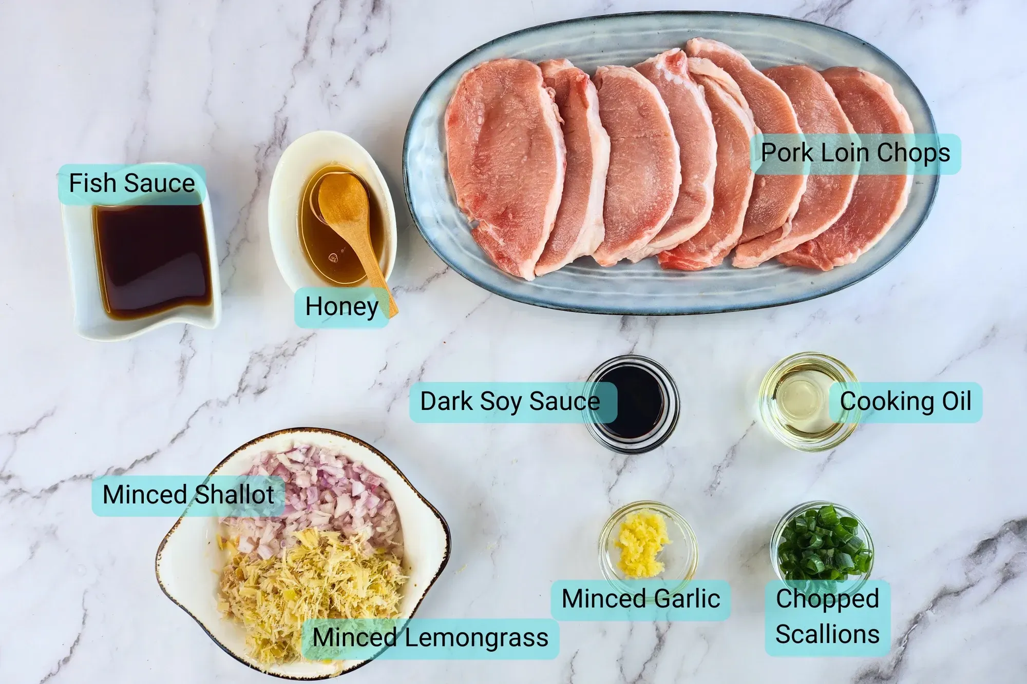 Ingredients for Juicy Lemongrass Pork Chops