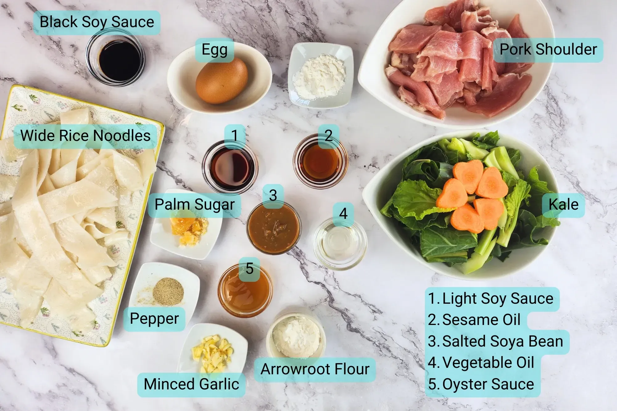 Ingredients for Rad na | Thai Noodles with Gravy