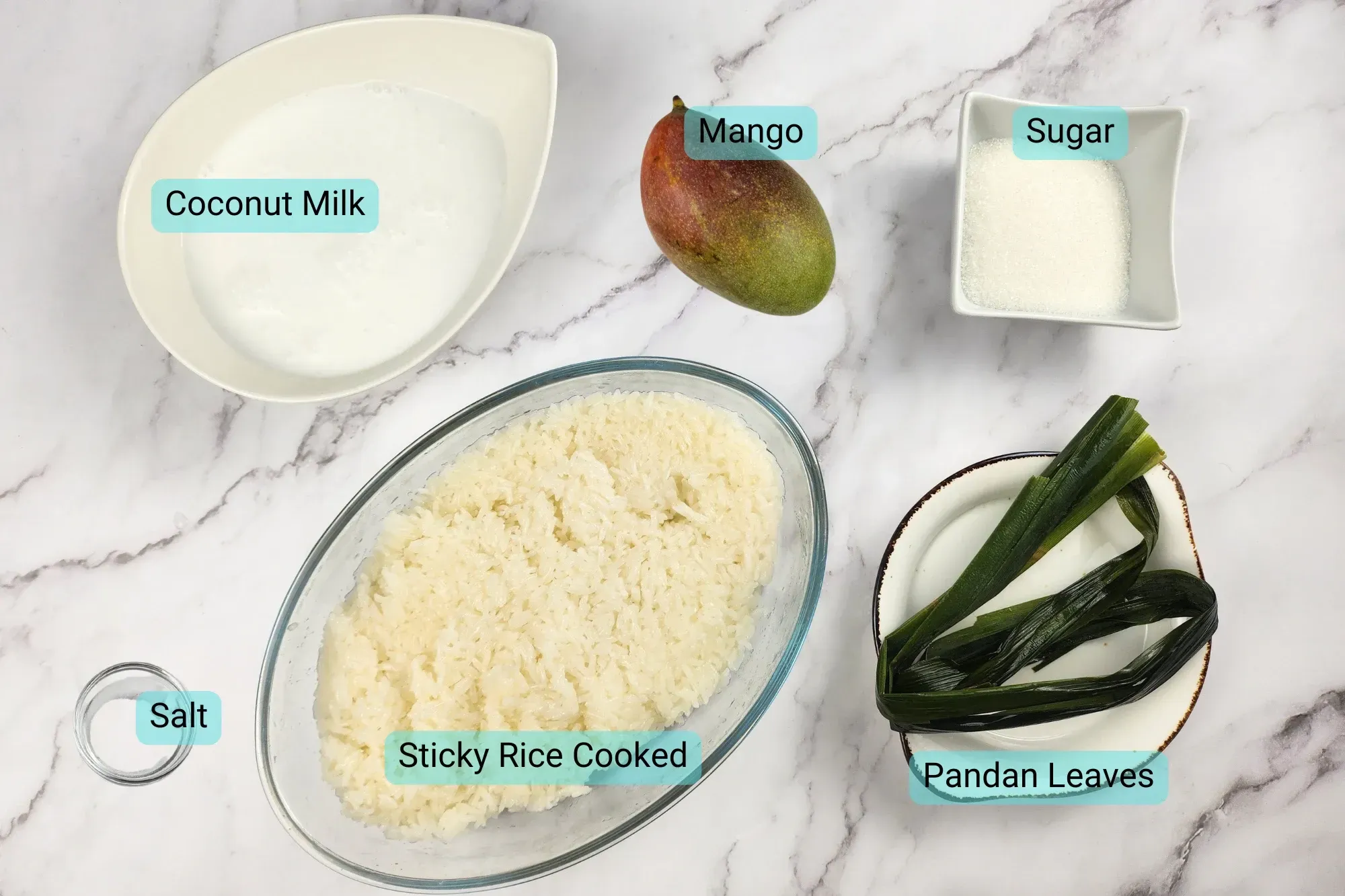Ingredients for Sticky Rice with Coconut Milk