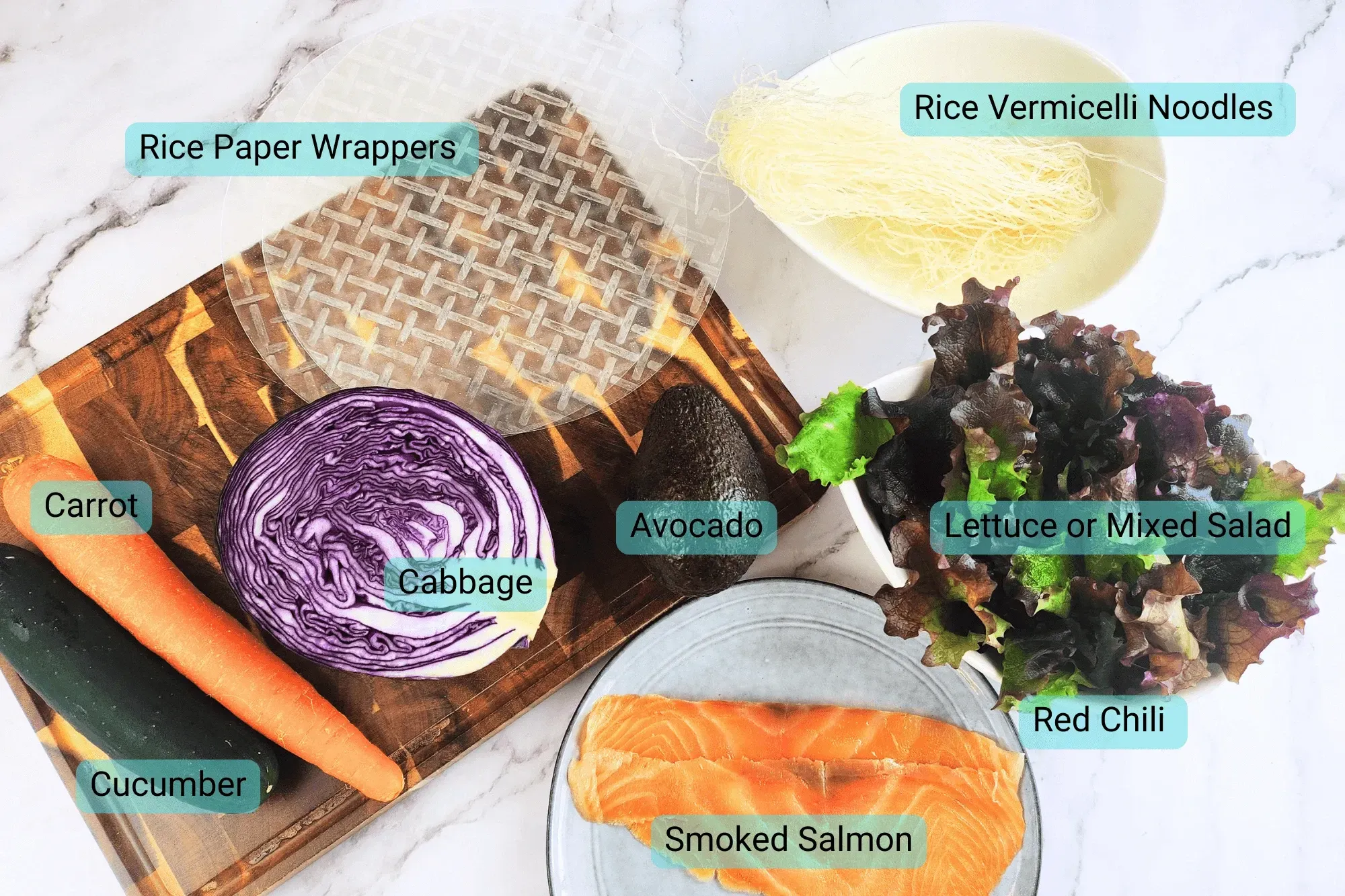 Ingredients for Summer Salad Rolls