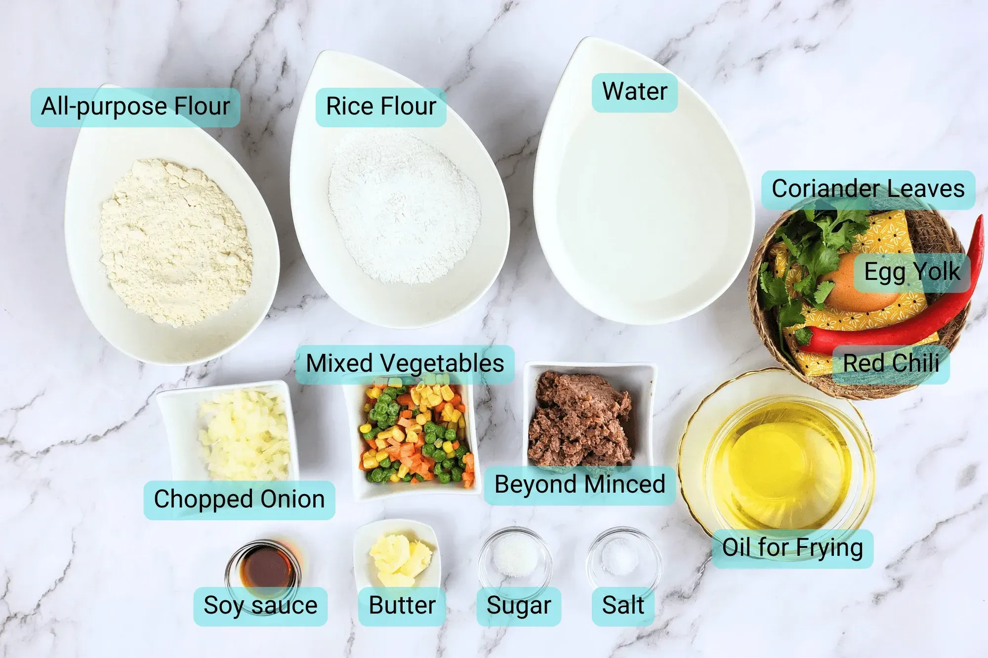 Ingredients for Thai Savory Crispy Tartlets