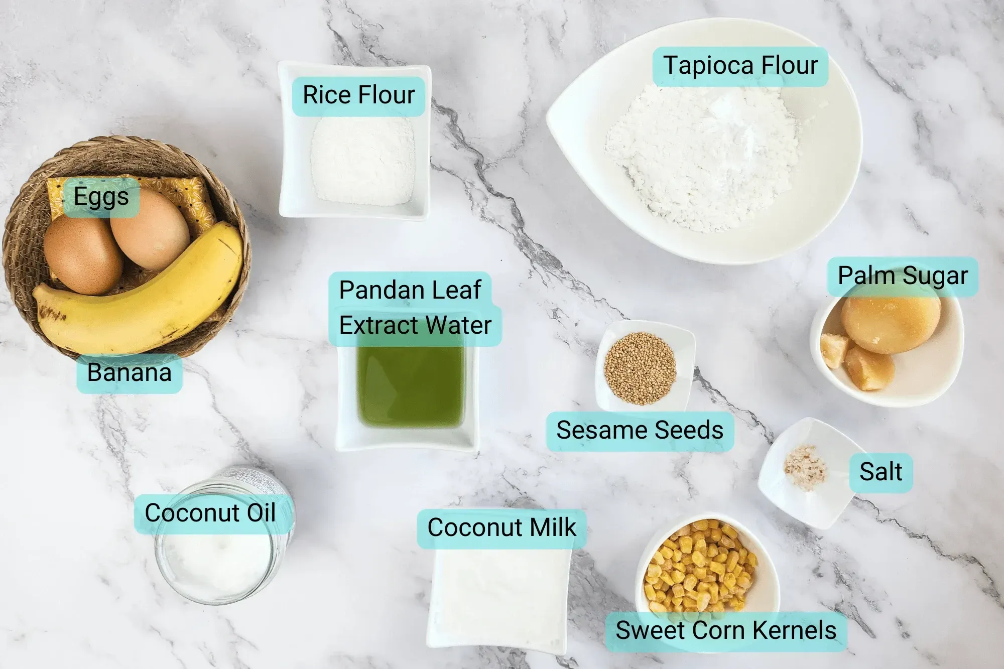 Ingredients for Thai Soft Coconut Crepes