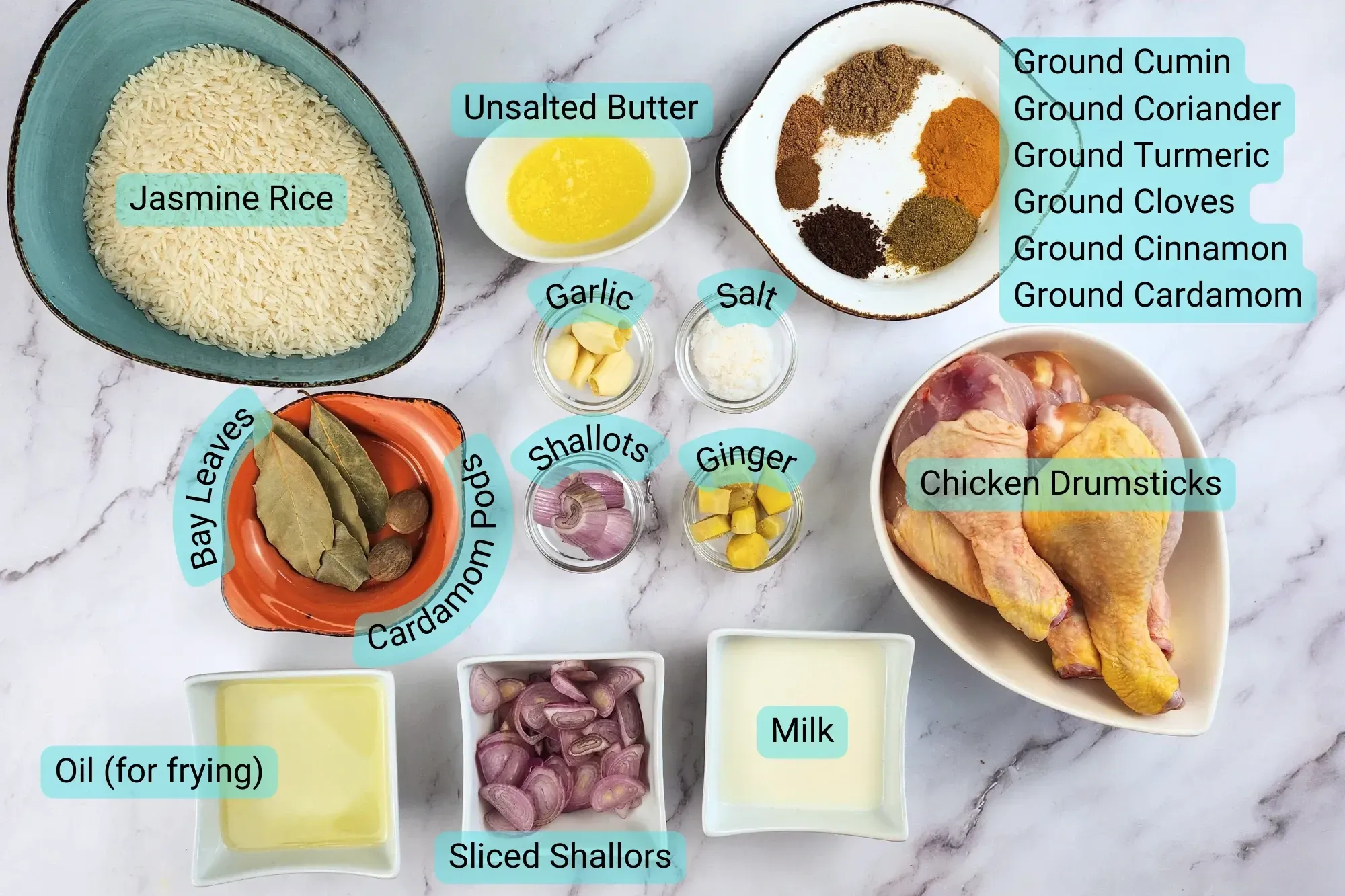 Ingredients of Thai Chicken Biryani