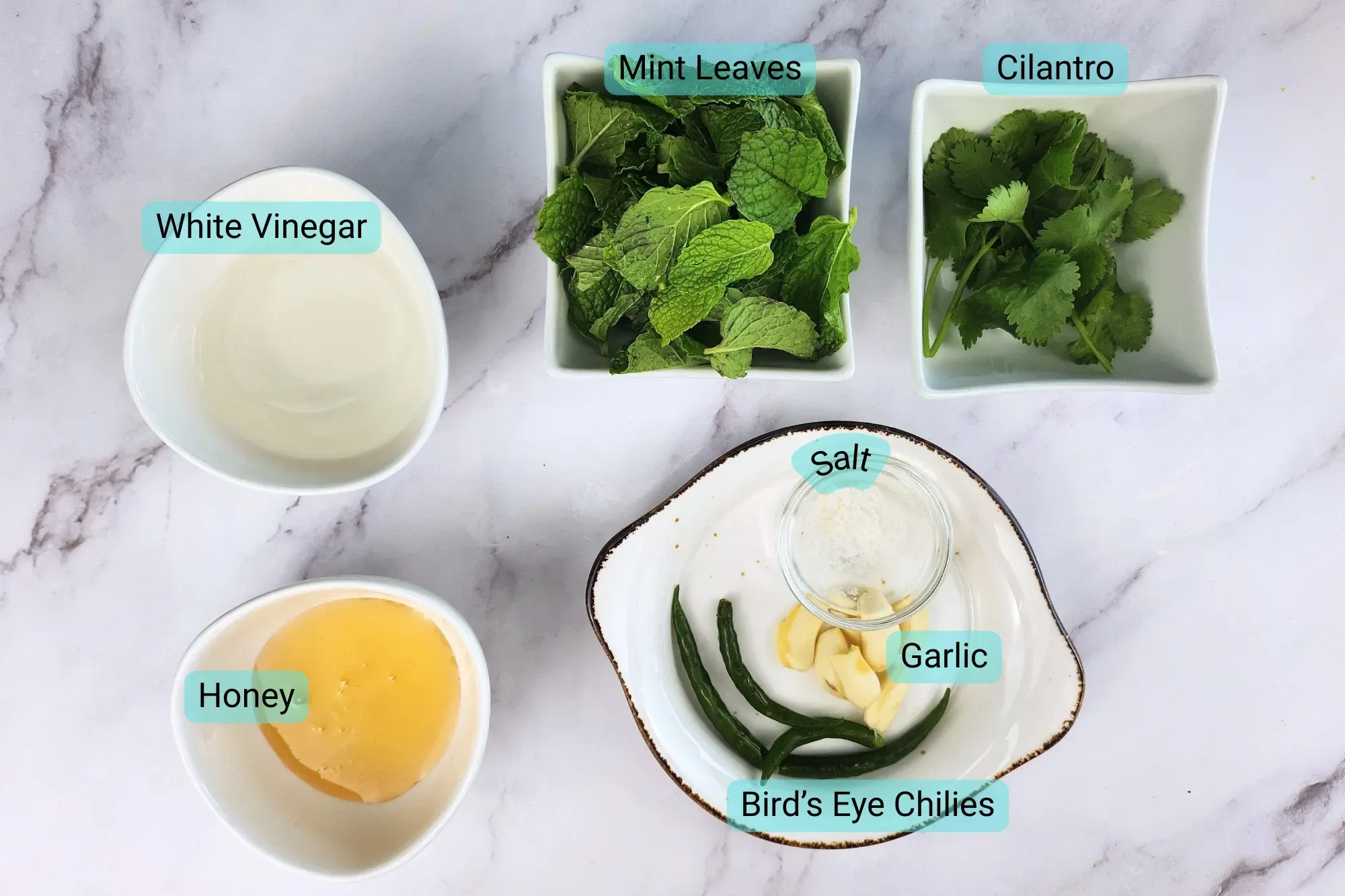 Ingredients of the Green Sauce (Nam Jim Khao Mok Gai)