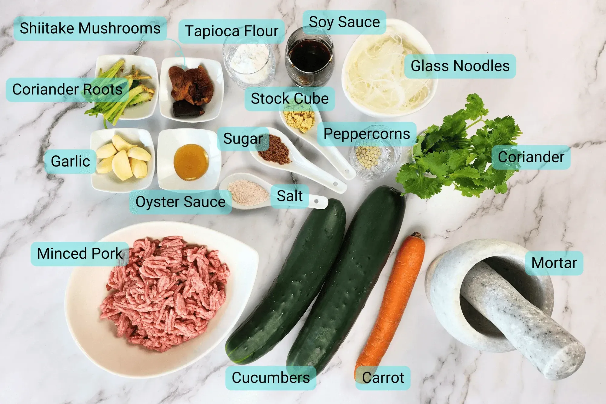 Ingredients for Best Stuffed Cucumber Soup