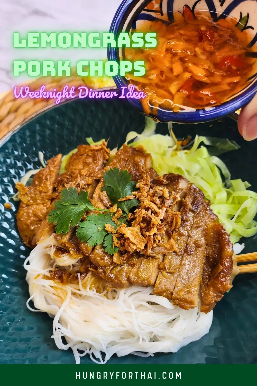 lemon grass pork chops with noodles