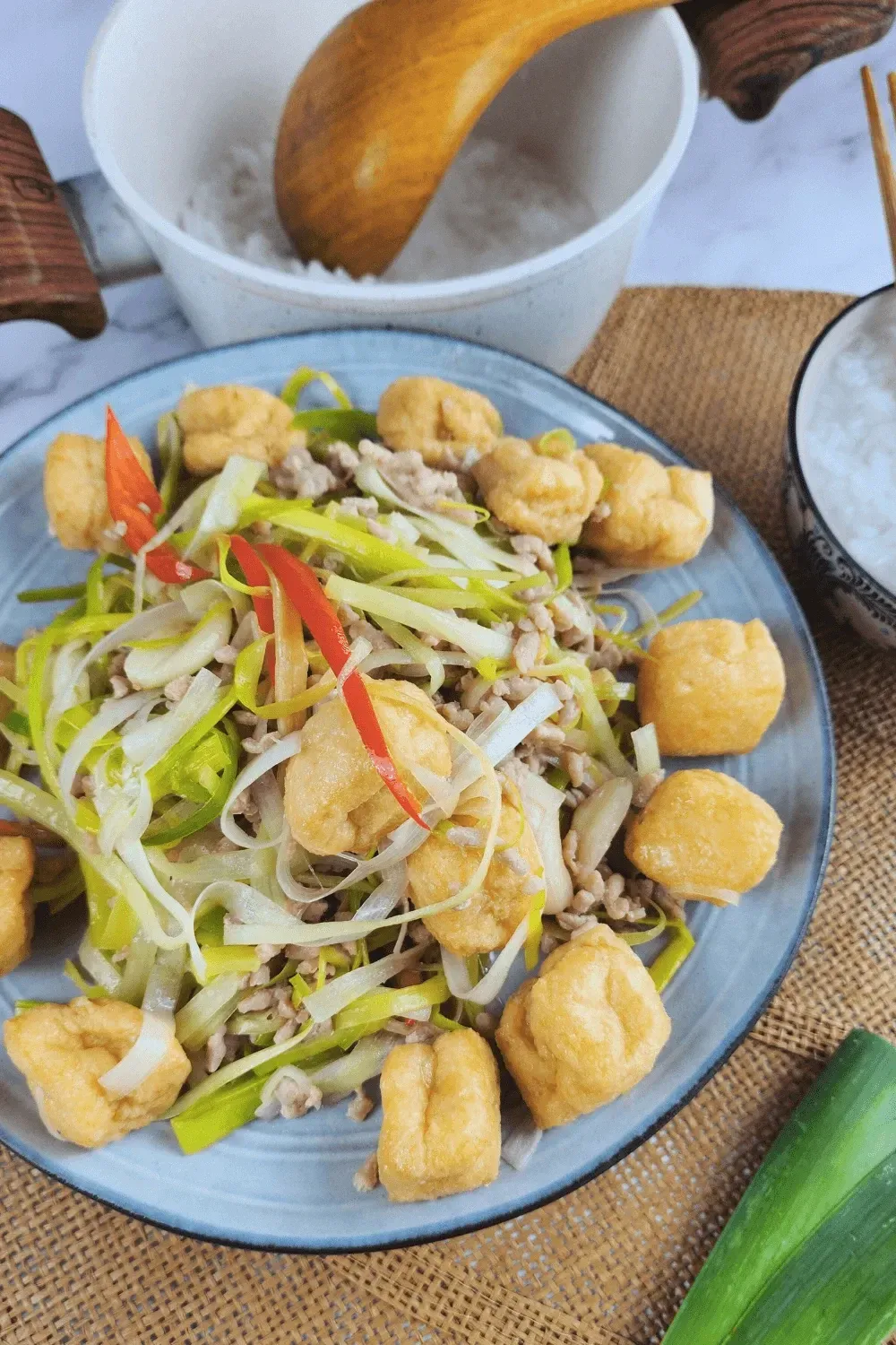 Stir-Fried Leeks with Tofu