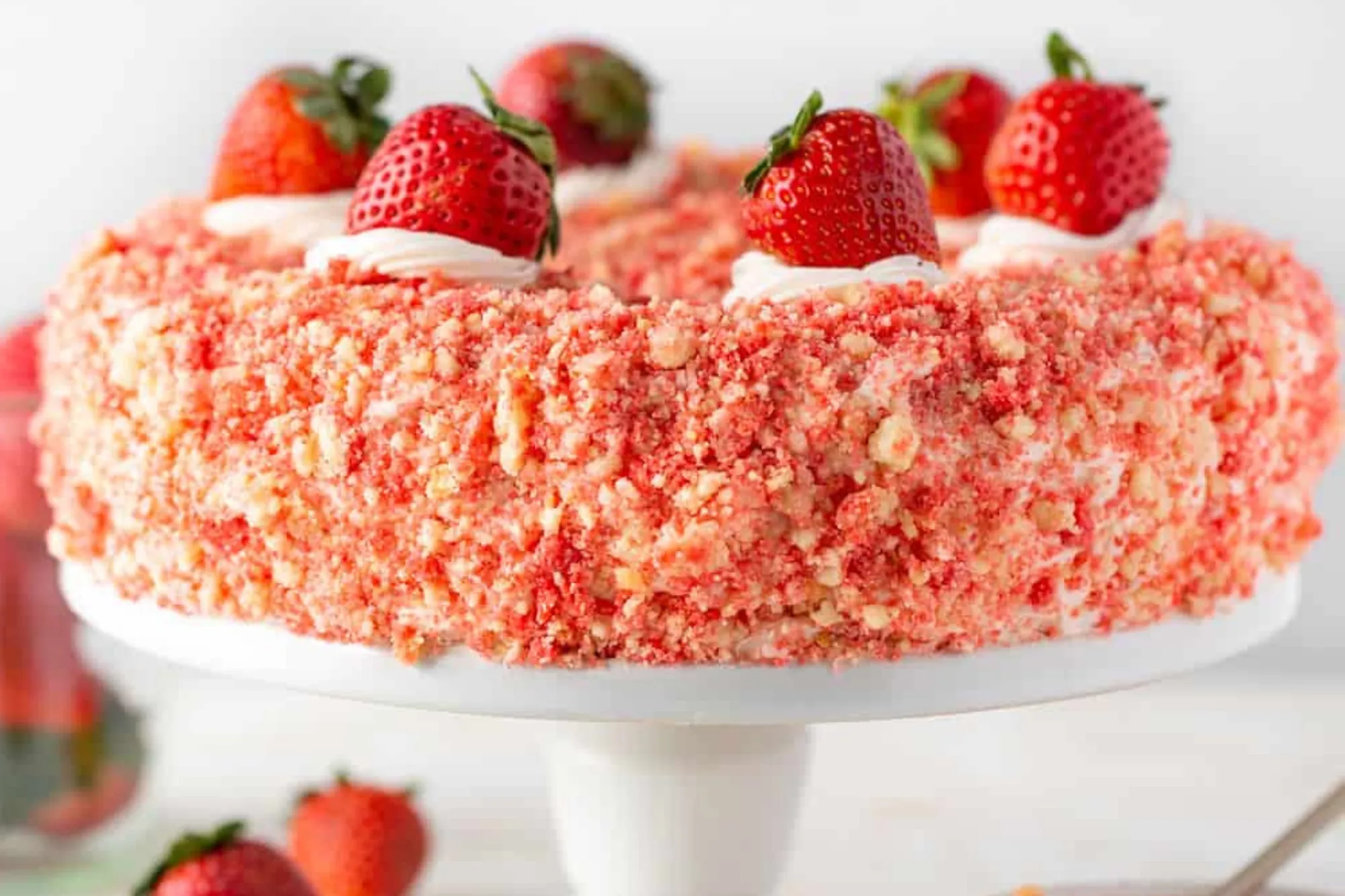 Strawberry Crunch Cake (Lightened Up and SO GOOD)