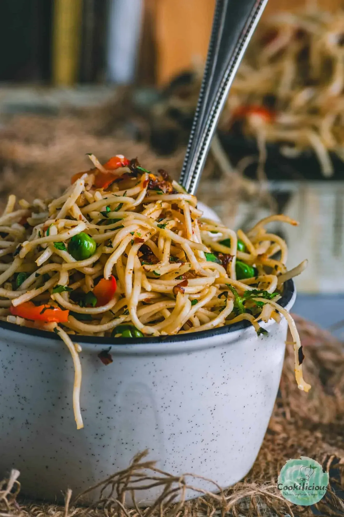 A bowl of Vegan Chili Garlic Noodles