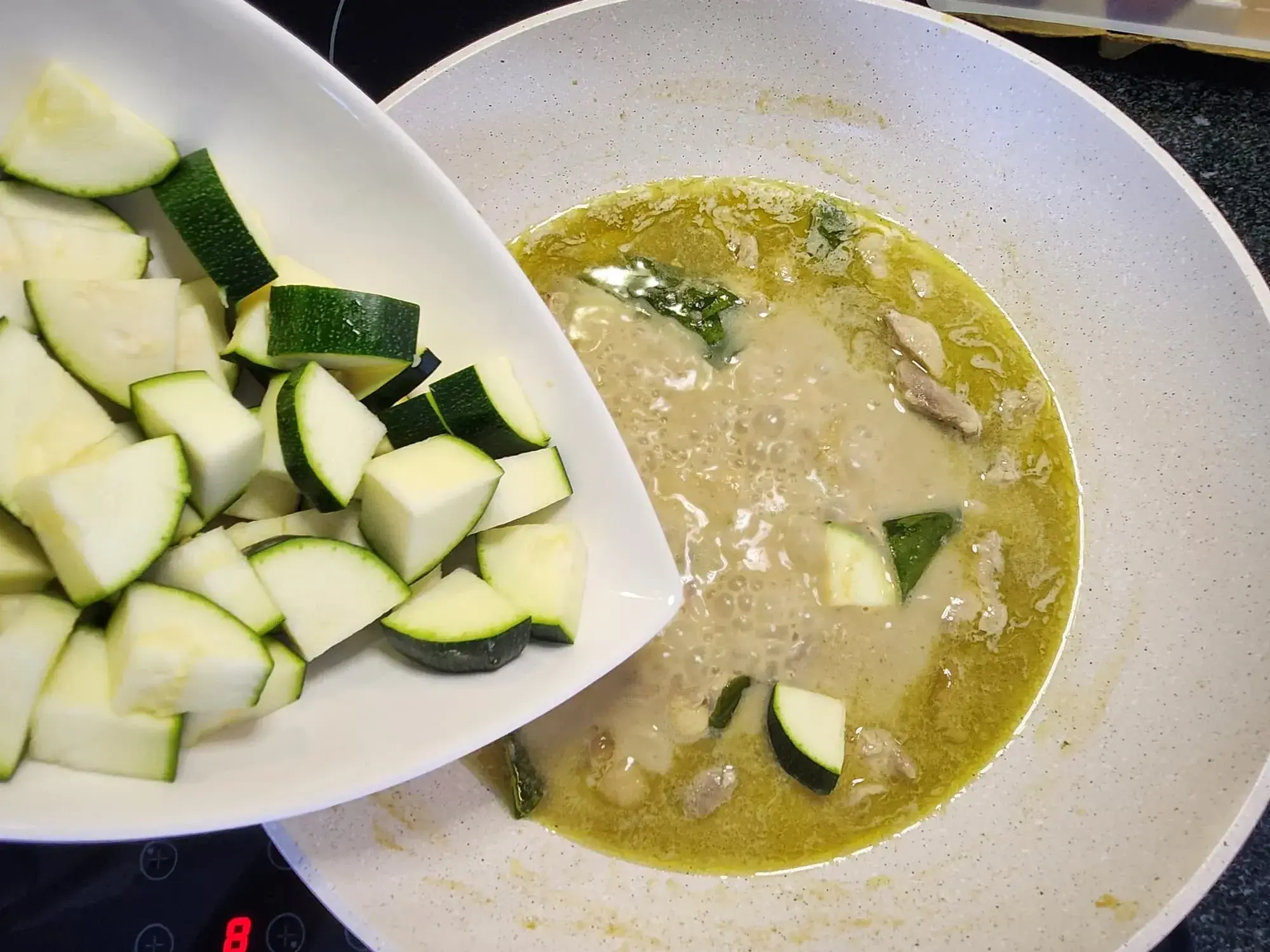 Add the zucchini pieces 