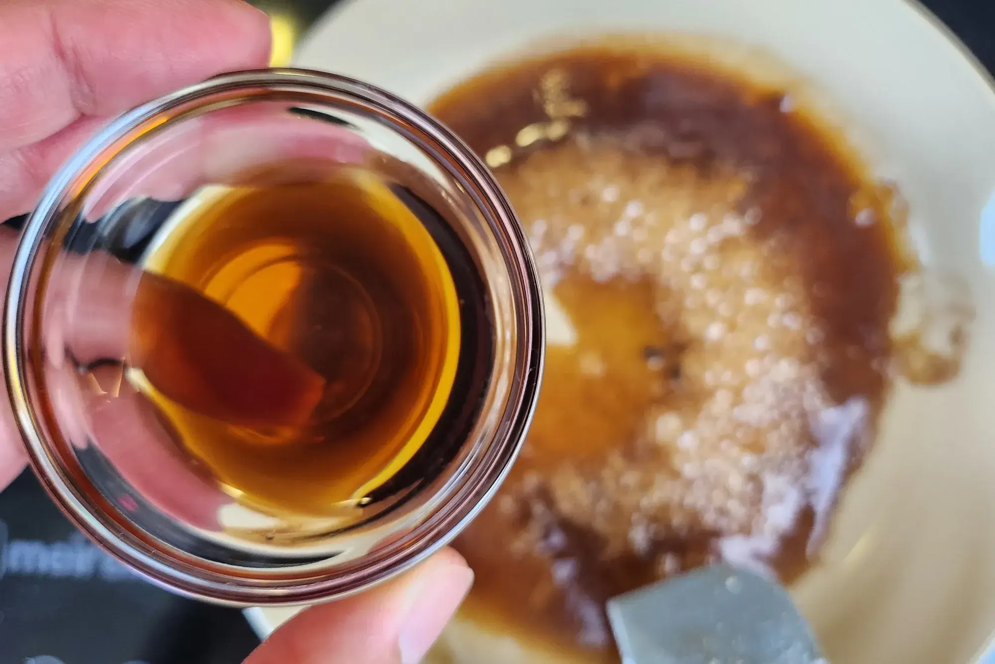 A hand mashed lemon grass