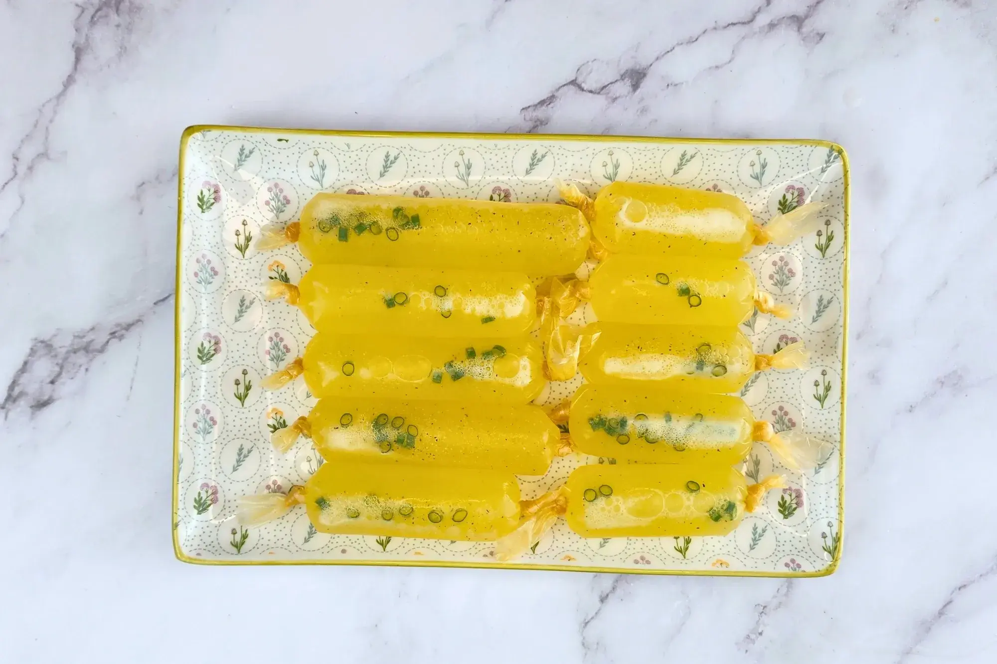 A plate of filled sausages