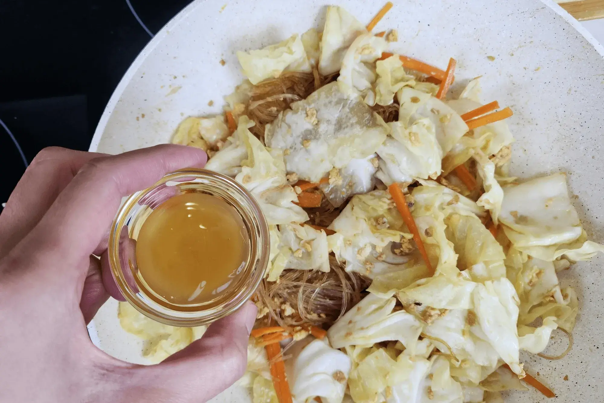 Add mushroom sauce - Pad Woon Sen