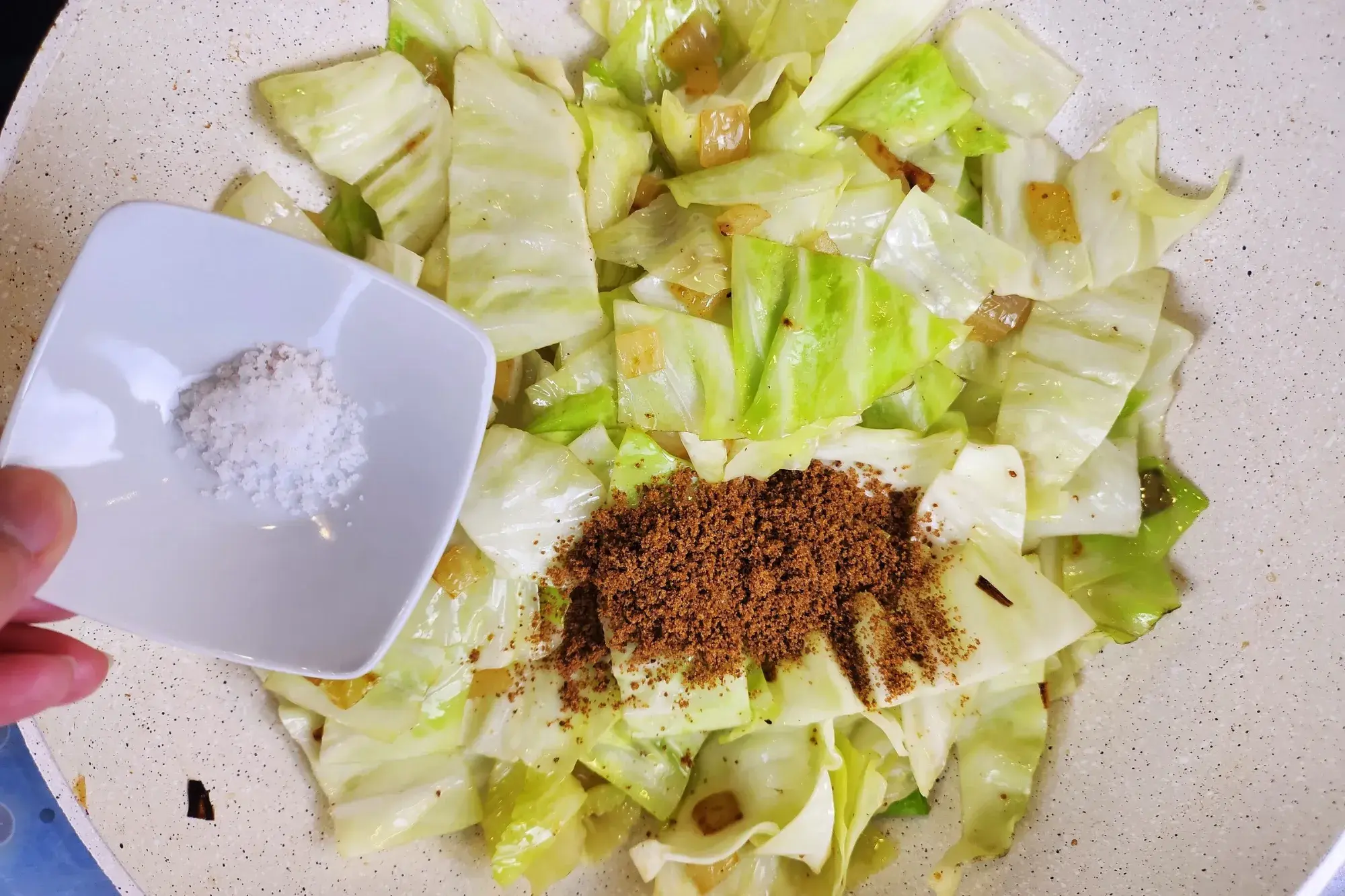 Add salt - Classic Fried Cabbage 