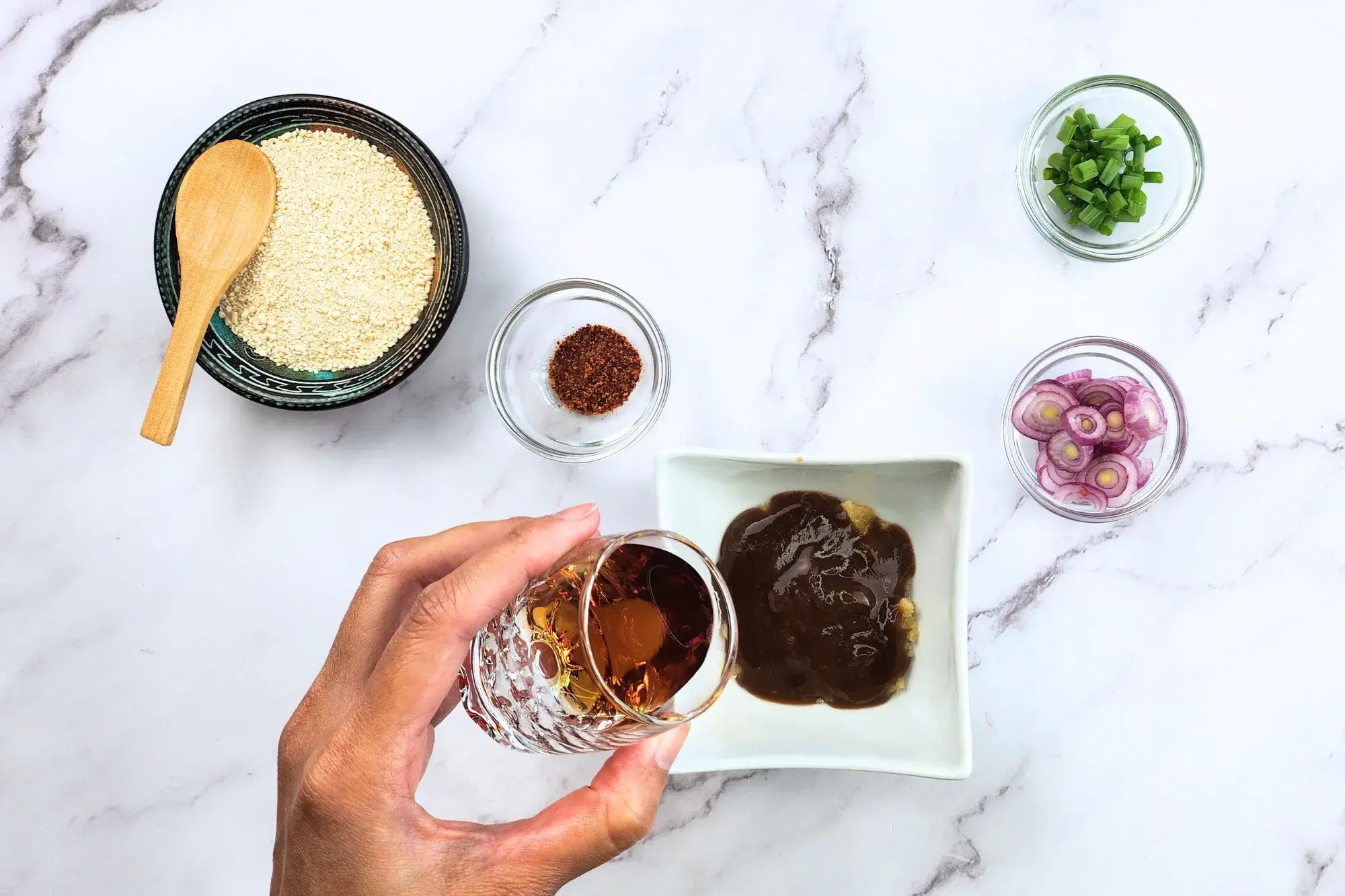 Combine palm sugar, tamarind paste and fish sauce