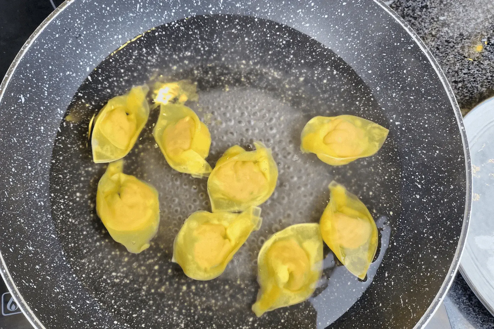 wontons in boiling water