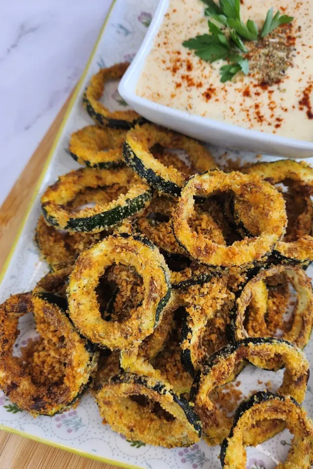Crispy Parmesan Zucchini Rings with Creamy Dip