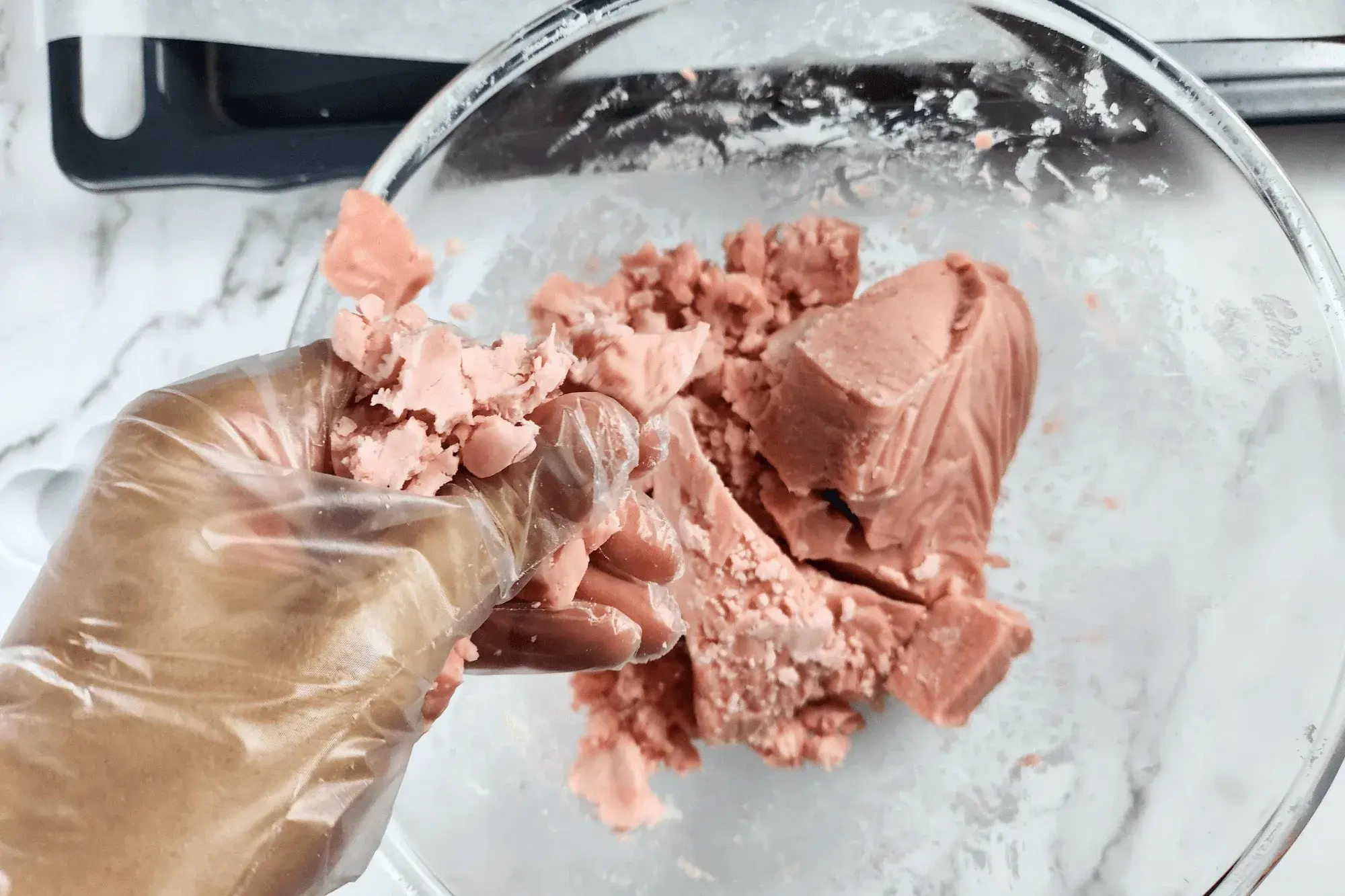 crumble the flour into a powdery texture