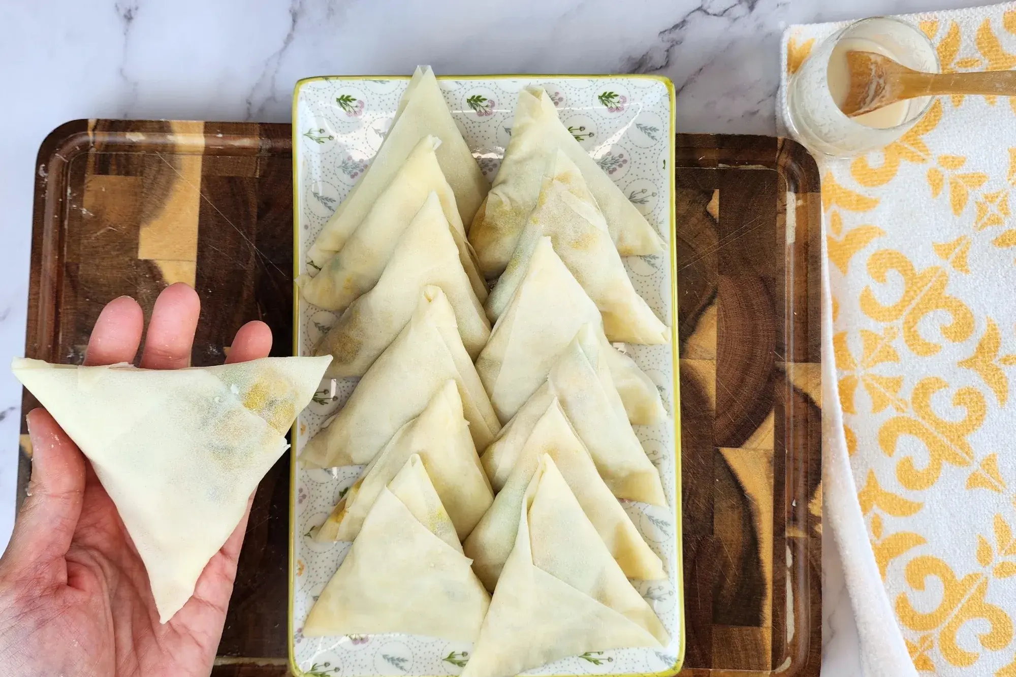 Finished folding samosa