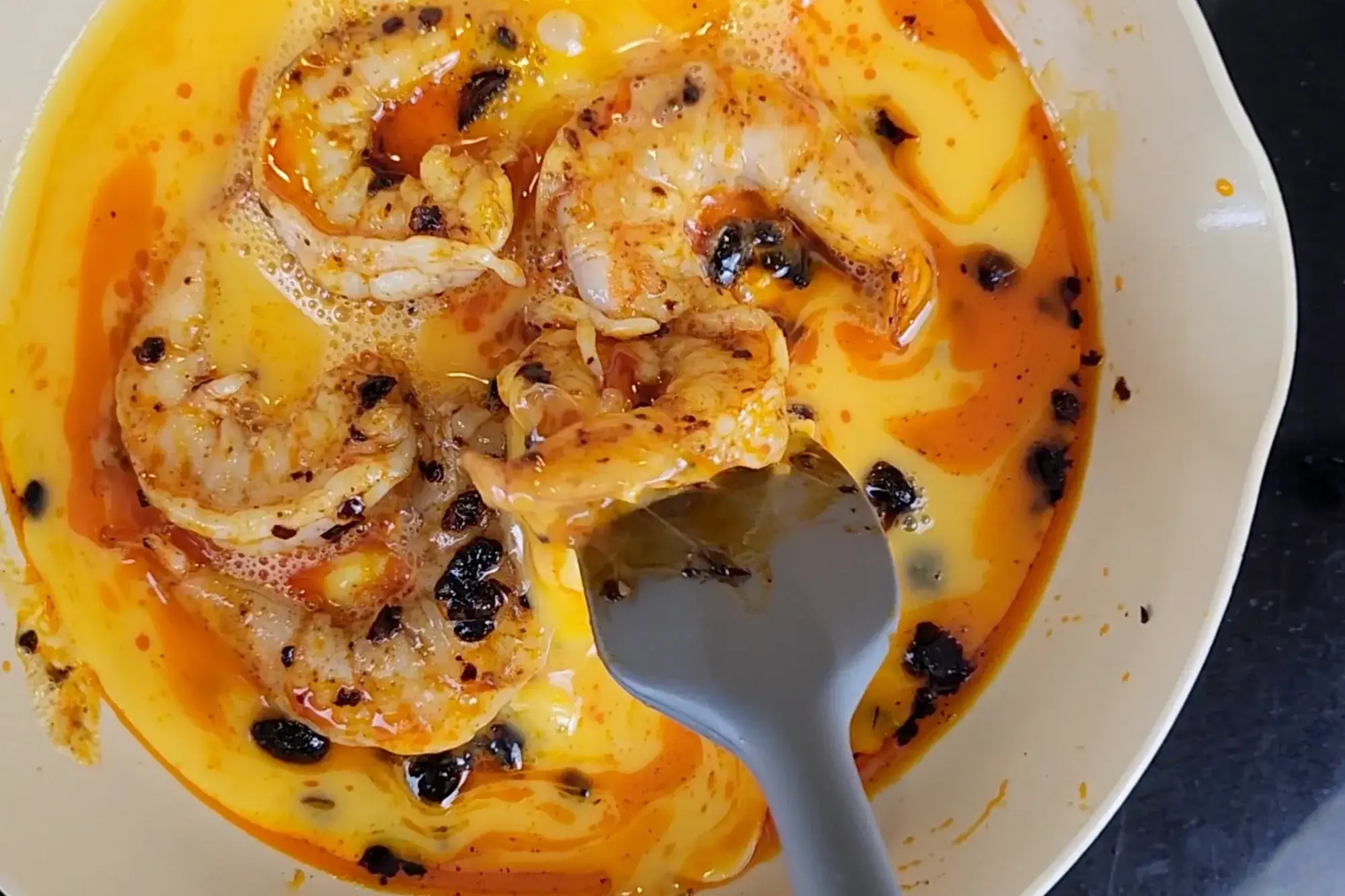 Gently stir the eggs