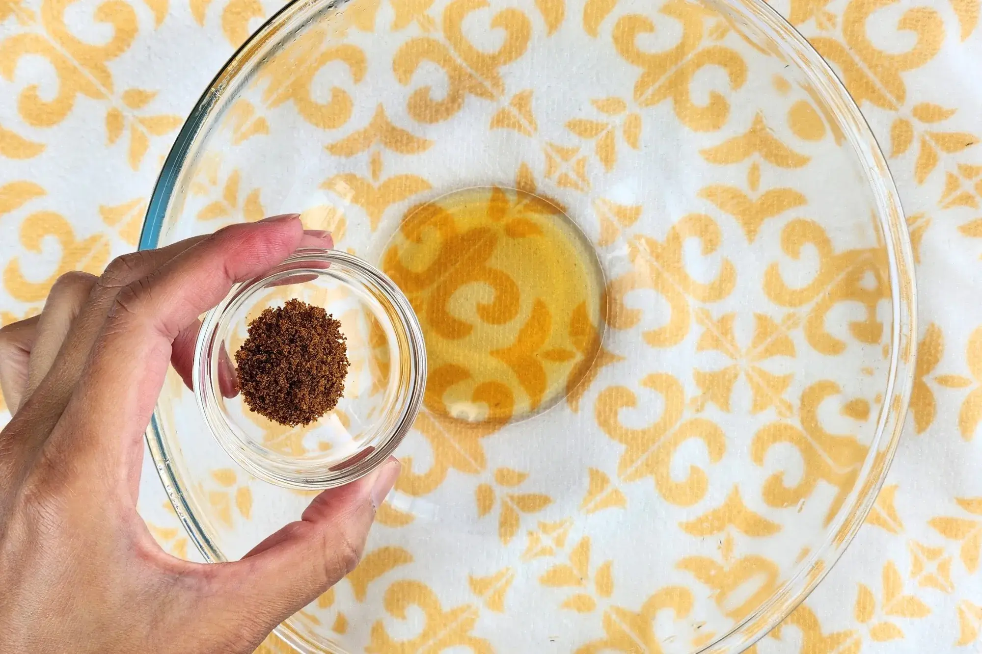 In a mixing bowl, add in sugar