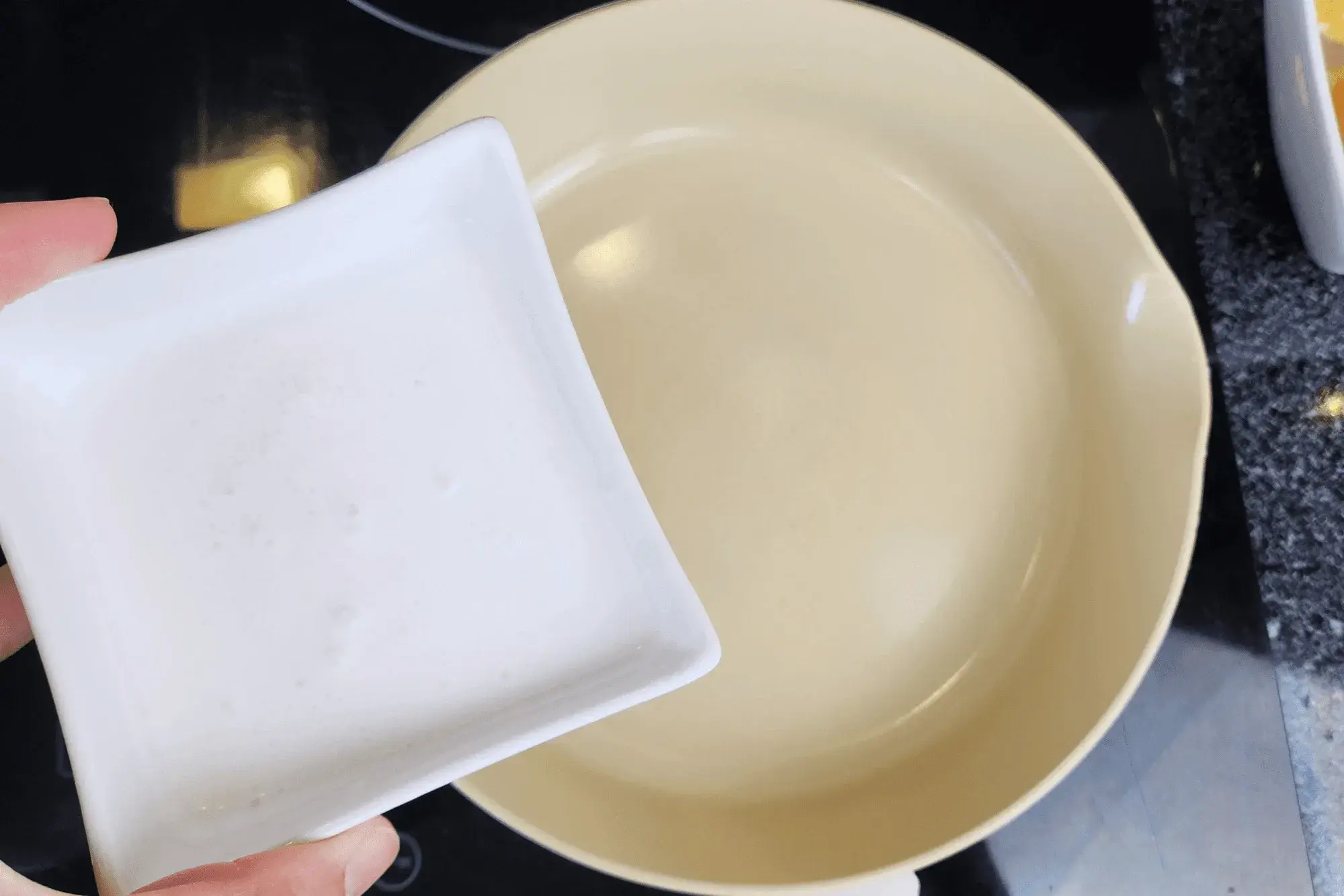 In a saucepan over medium heat, combine: coconut milk