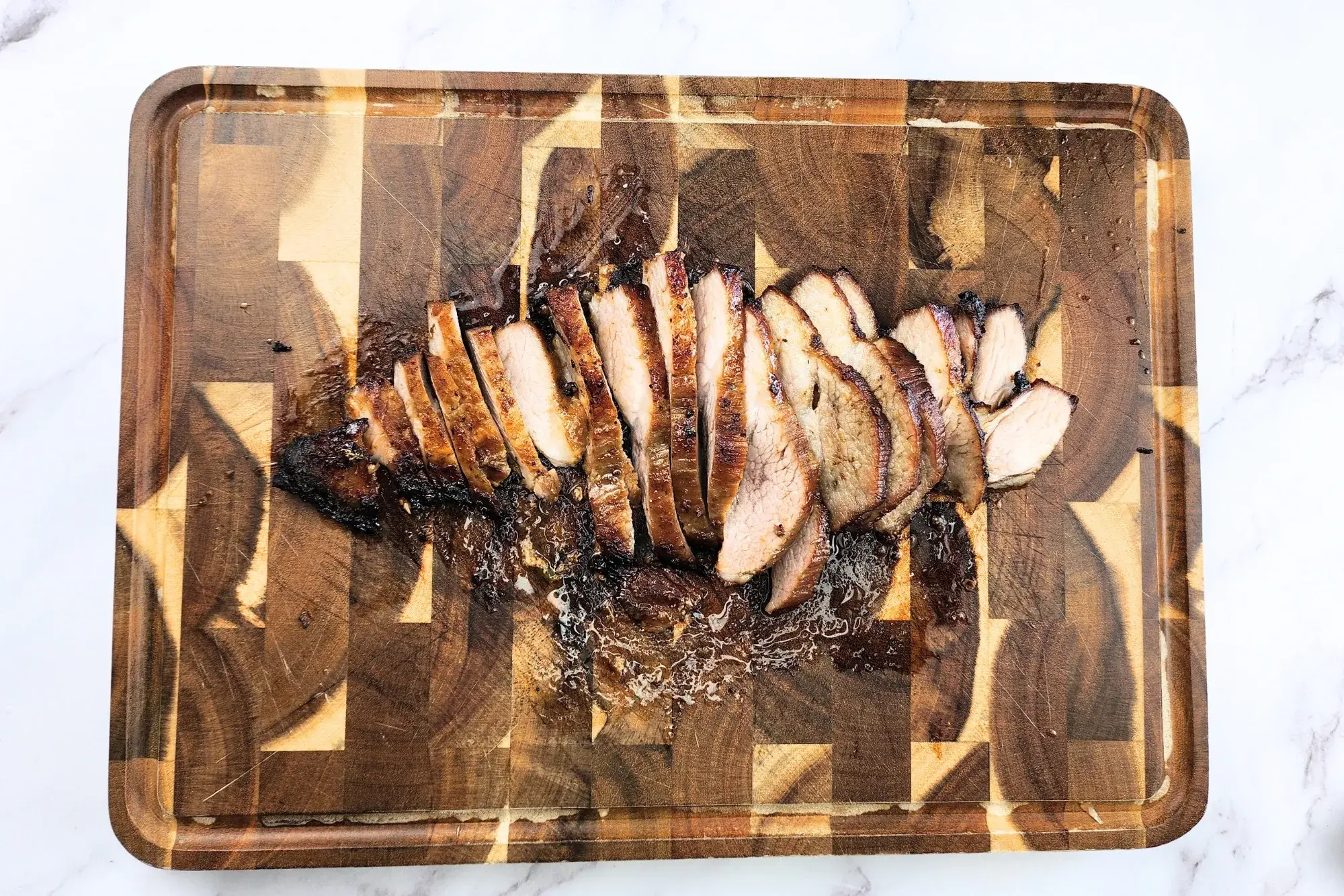 Let the pork rest before slicing thinly. 