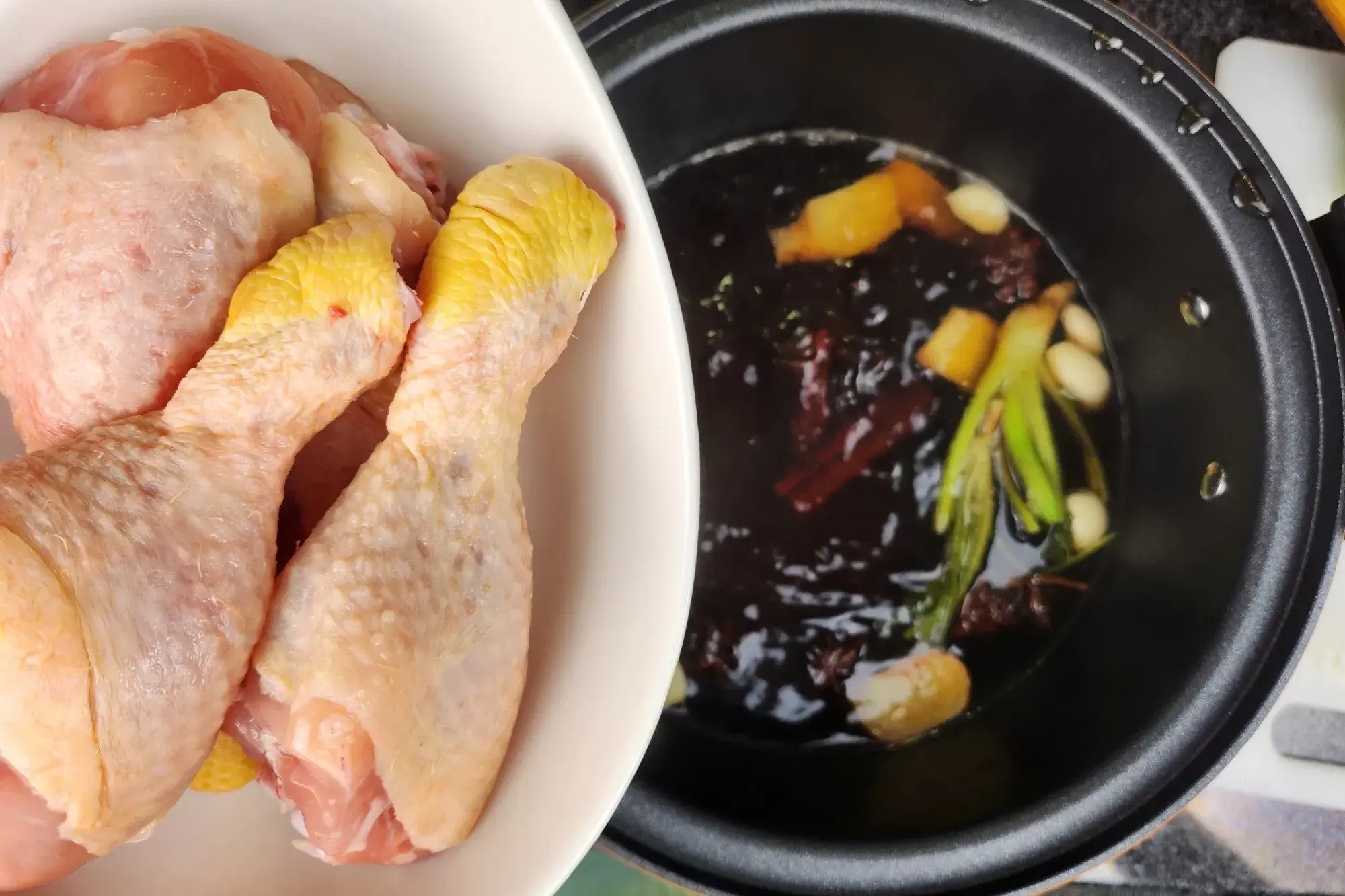 Once boiling, add the chicken