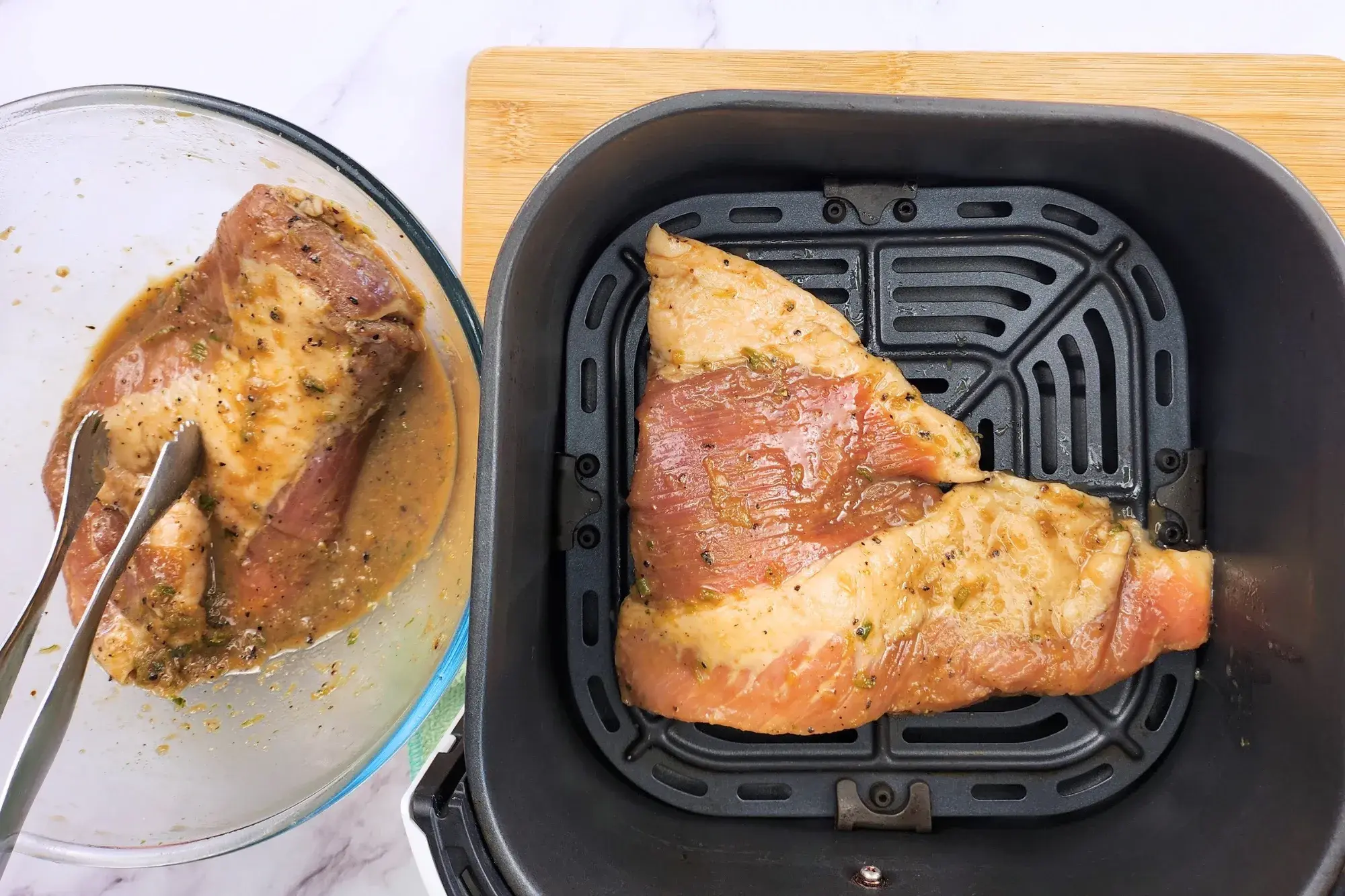 Place pork jowl in the basket