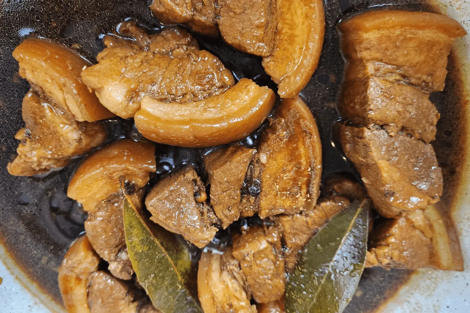 pork belly during simmer step