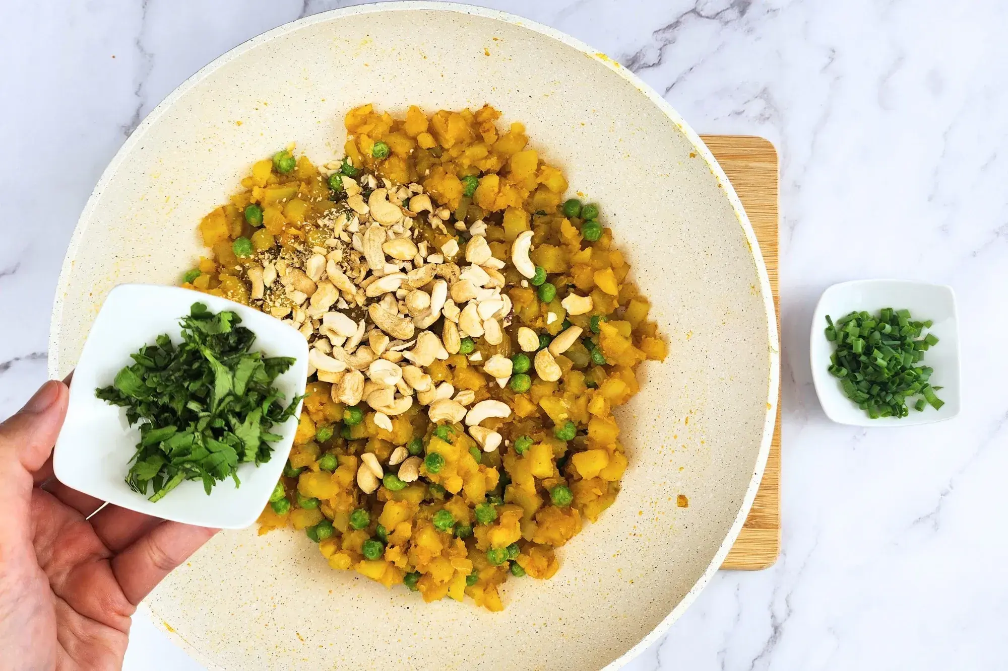 mix in chopped cashews