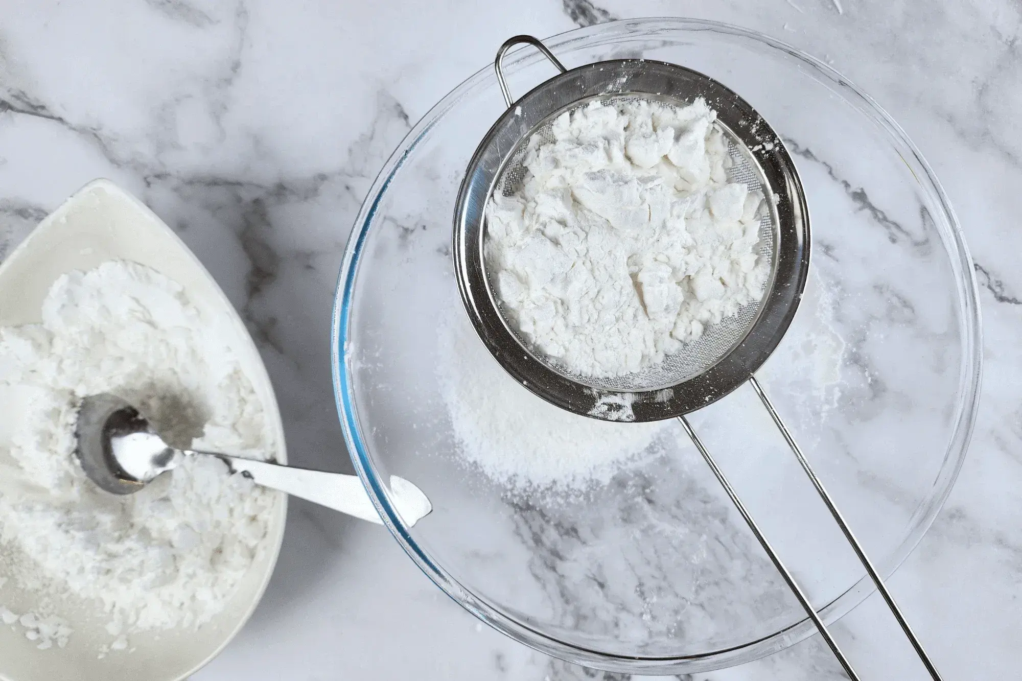 Sift the flour into a bowl and set it aside.